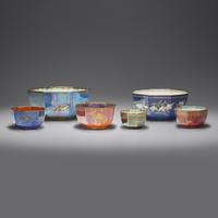 Group of 6 Fairyland Lustre bowls