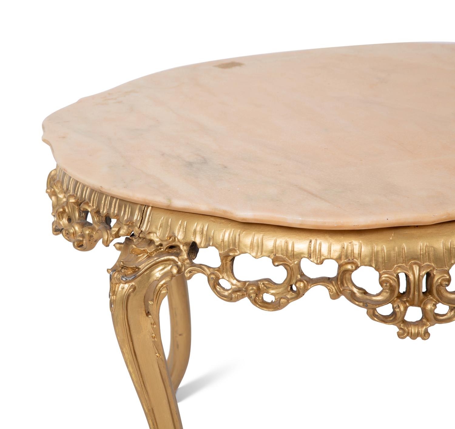 A Louis XV Style Marble Top Gilt Metal Low Table — 20TH CENTURY