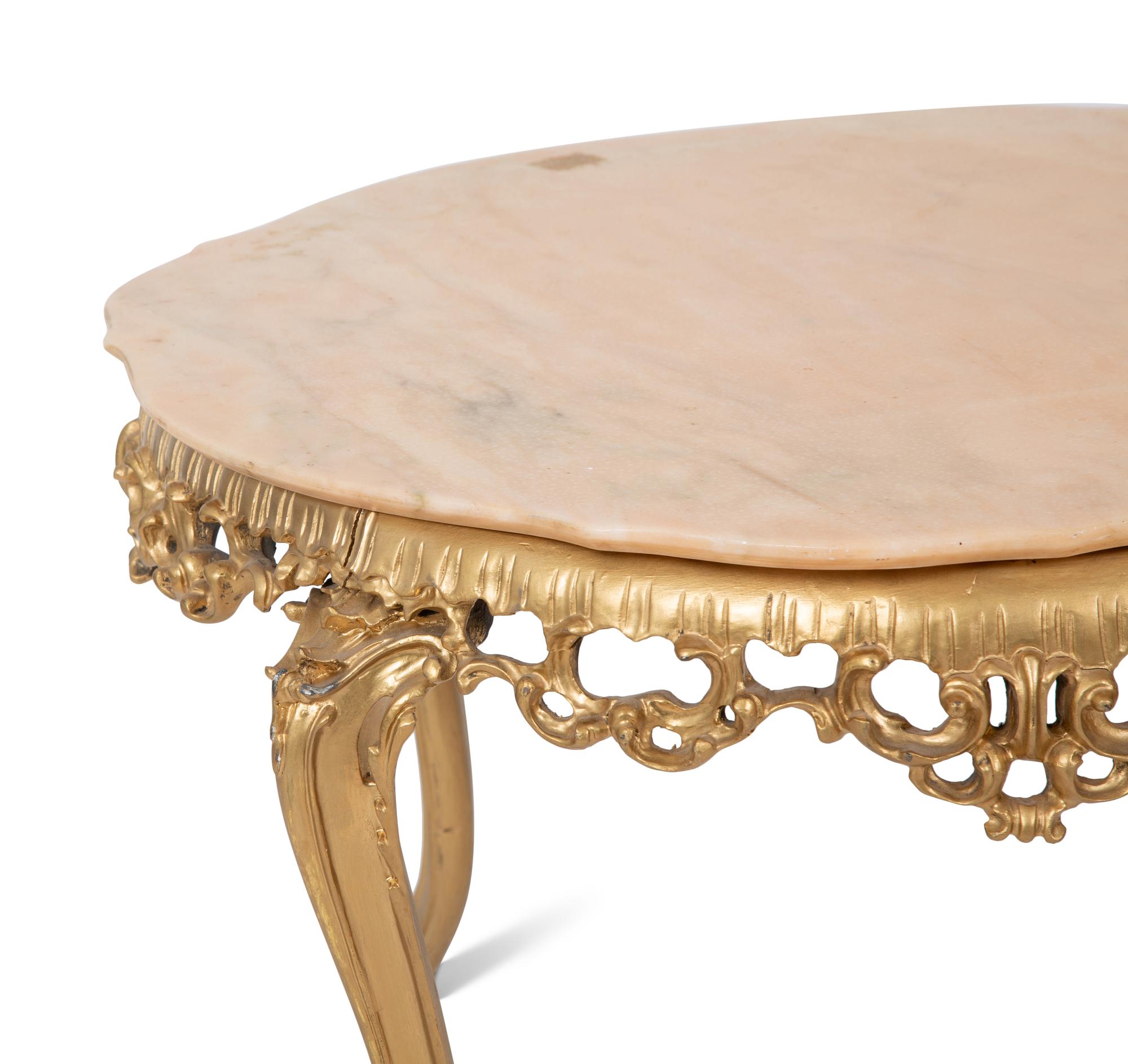 A Louis XV Style Marble Top Gilt Metal Low Table — 20TH CENTURY