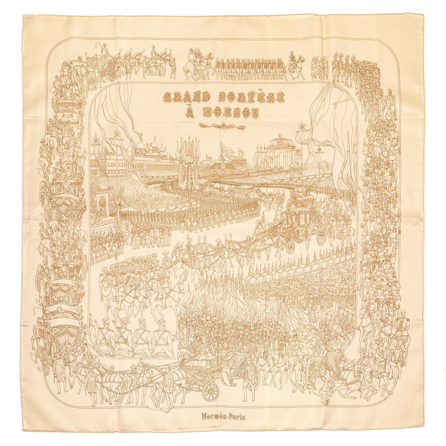 Hermès 90cm Silk Scarf, Beige