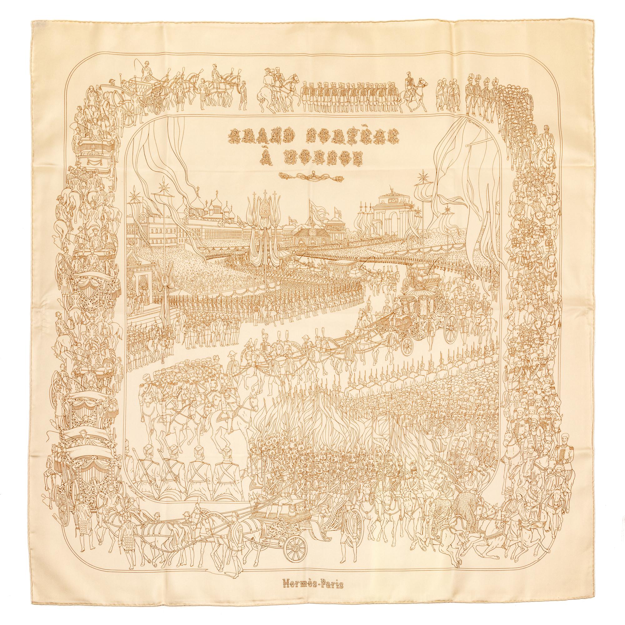 Hermès 90cm Silk Scarf, Beige