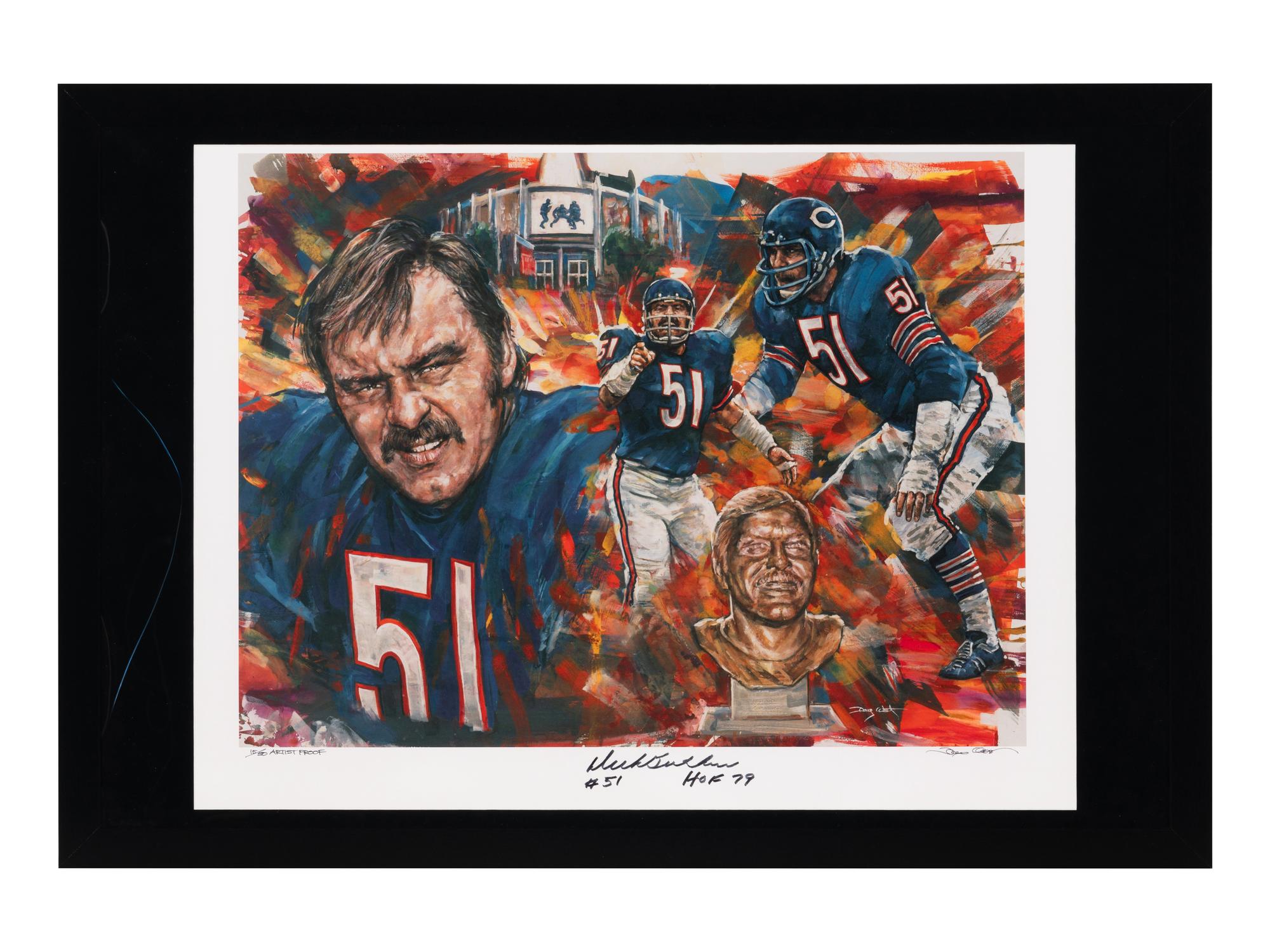 A Rare Group of Two Chicago Bears Limited Edition Oversized Signed Lithographs Featuring Dick Butkus and Gale Sayers