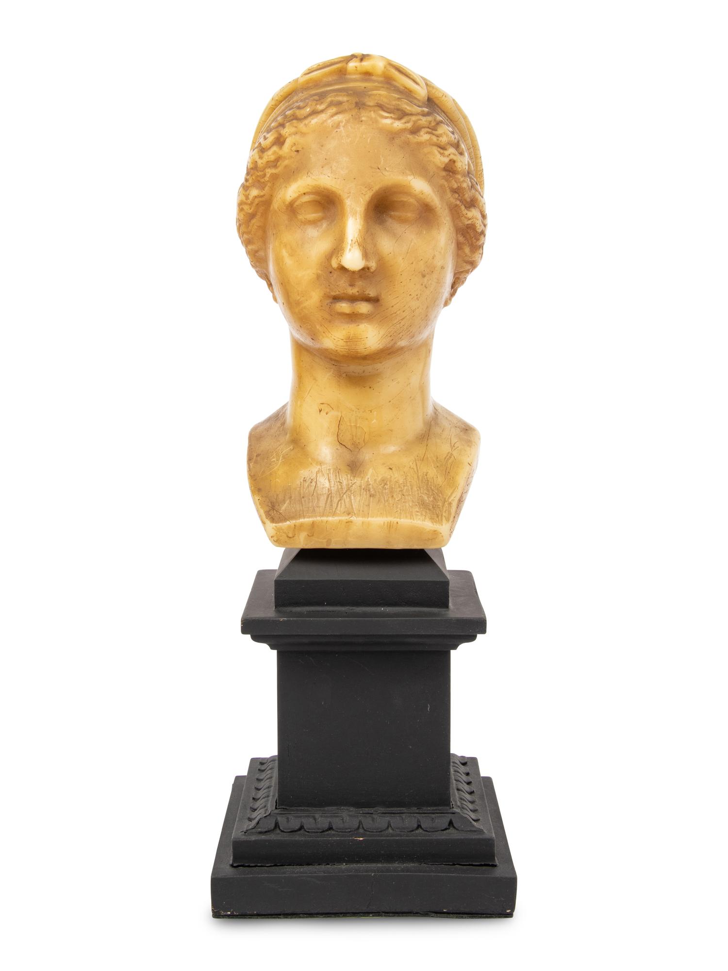 A Large Neoclassical Wax Bust of a Woman