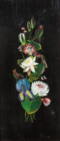 A Pair of Victorian Painted Panels Height 18 x width 7 1/2 inches. — LATE 19TH CENTURY