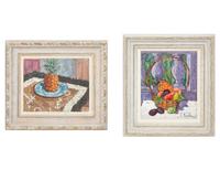 Panier de Fruit Devant Balustrade and Still Life with Pineapple (two works)