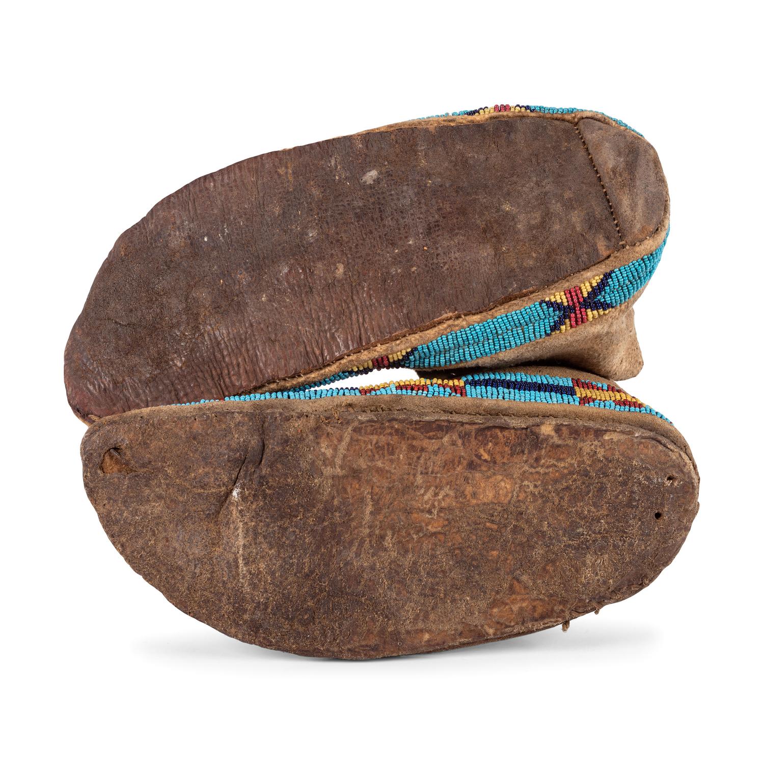 Arapaho and Sioux Beaded Hide Moccasins, Singles