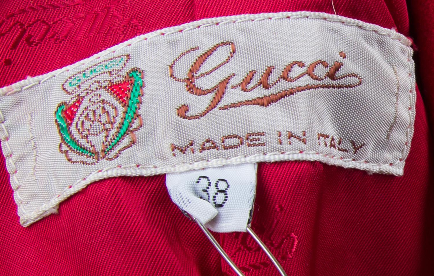 A Gucci Red Wool Double Breasted Blazer, Size 38.