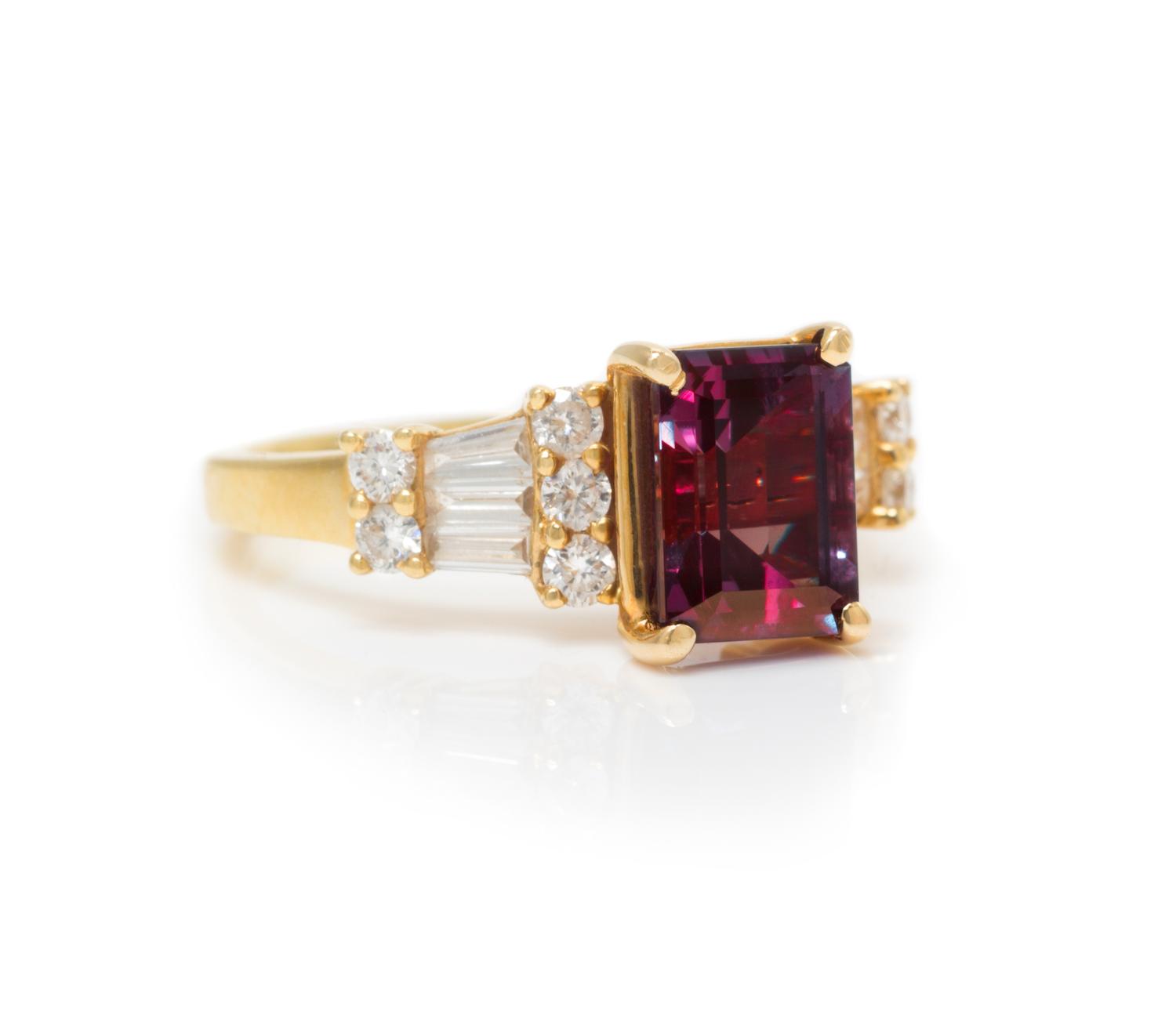 An 18 Karat Yellow Gold, Alexandrite and Diamond Ring, 4.60 dwts.