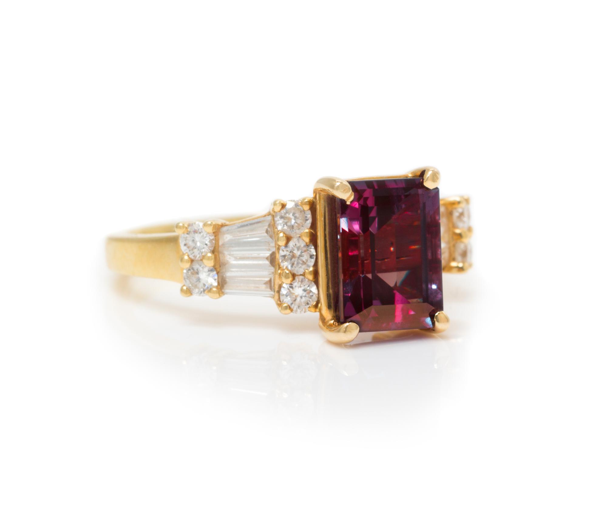 An 18 Karat Yellow Gold, Alexandrite and Diamond Ring, 4.60 dwts.