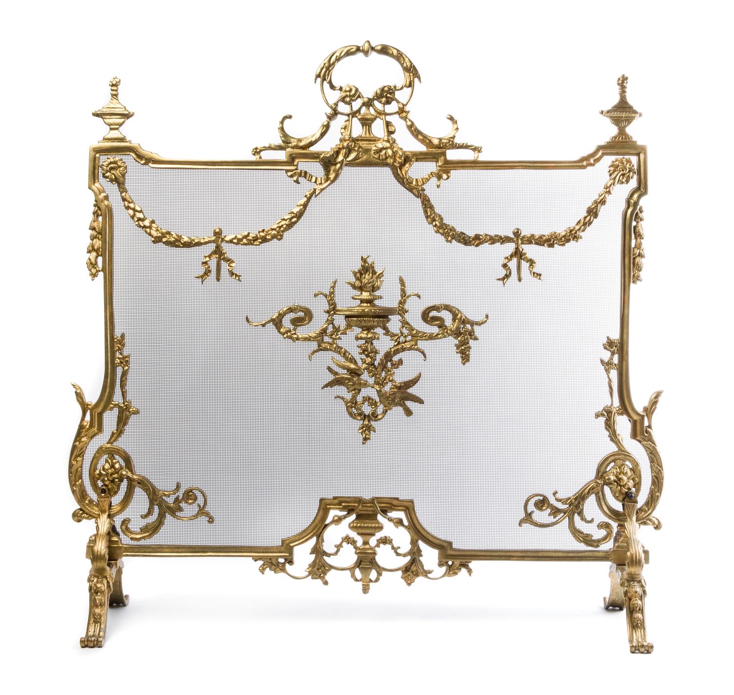 A Louis XV Style Gilt Bronze Fire Screen Height 35 x width 36 inches. — 20TH CENTURY