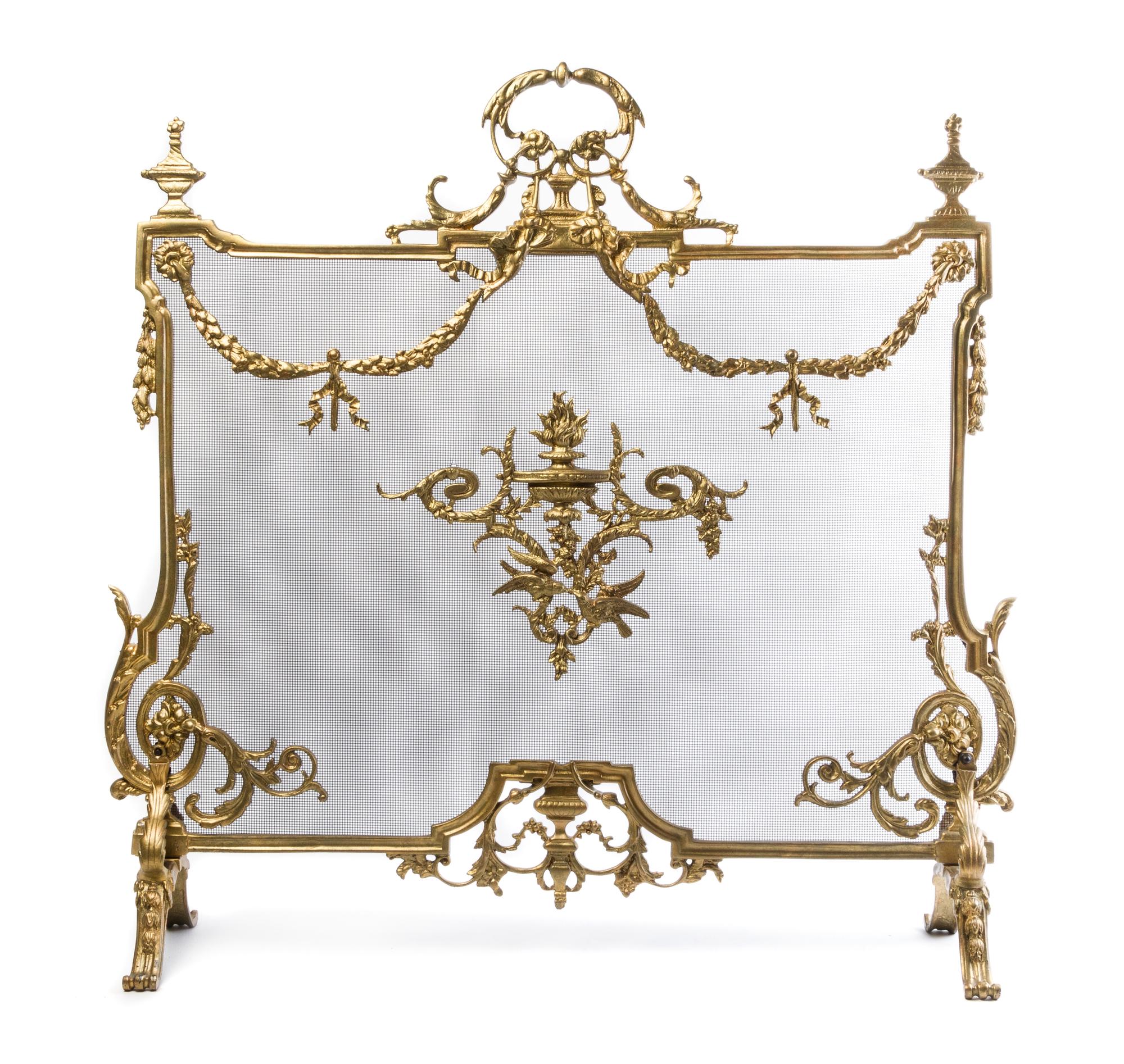 A Louis XV Style Gilt Bronze Fire Screen Height 35 x width 36 inches. — 20TH CENTURY