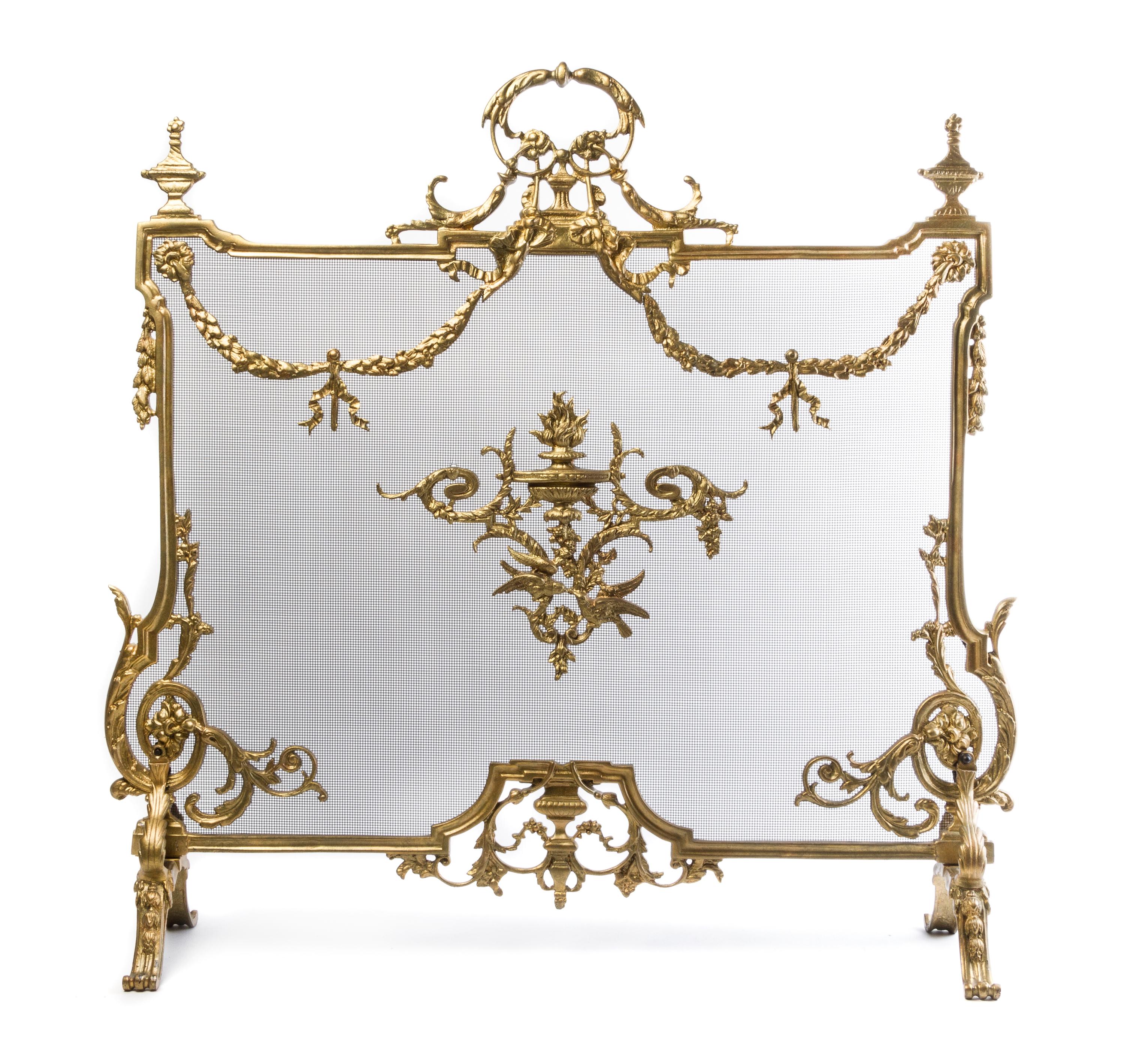 A Louis XV Style Gilt Bronze Fire Screen Height 35 x width 36 inches. — 20TH CENTURY