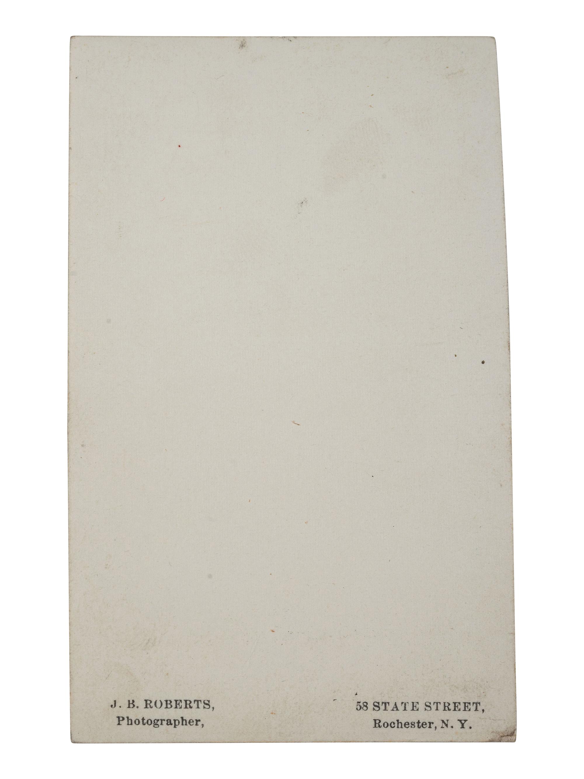 [DOUGLASS, Frederick (1818-1895)]. ROBERTS, J.B., photographer. CDV of Frederick Douglass. Rochester, NY, ca 1867.