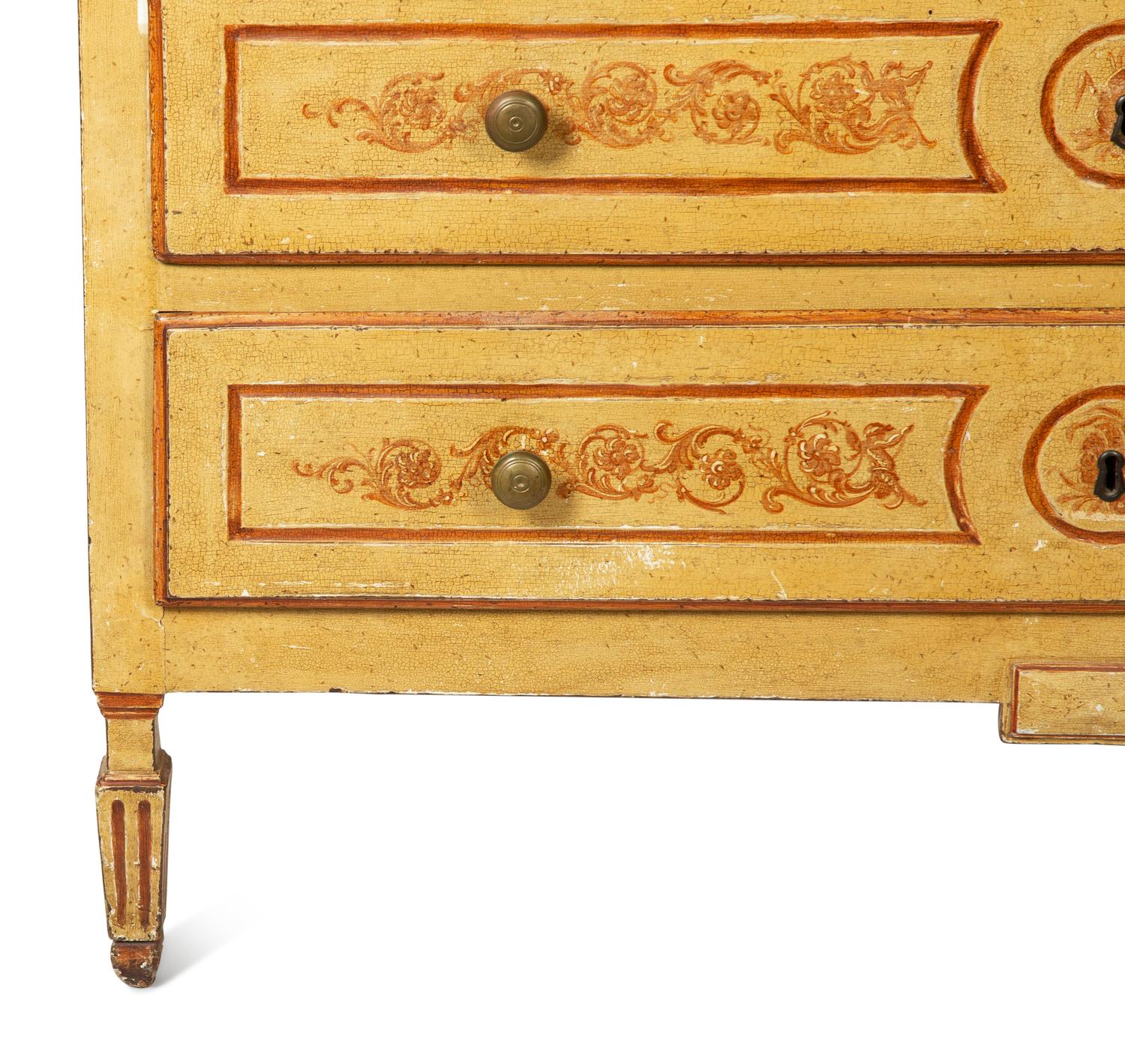 An Italian Painted Faux Marble Top Commode