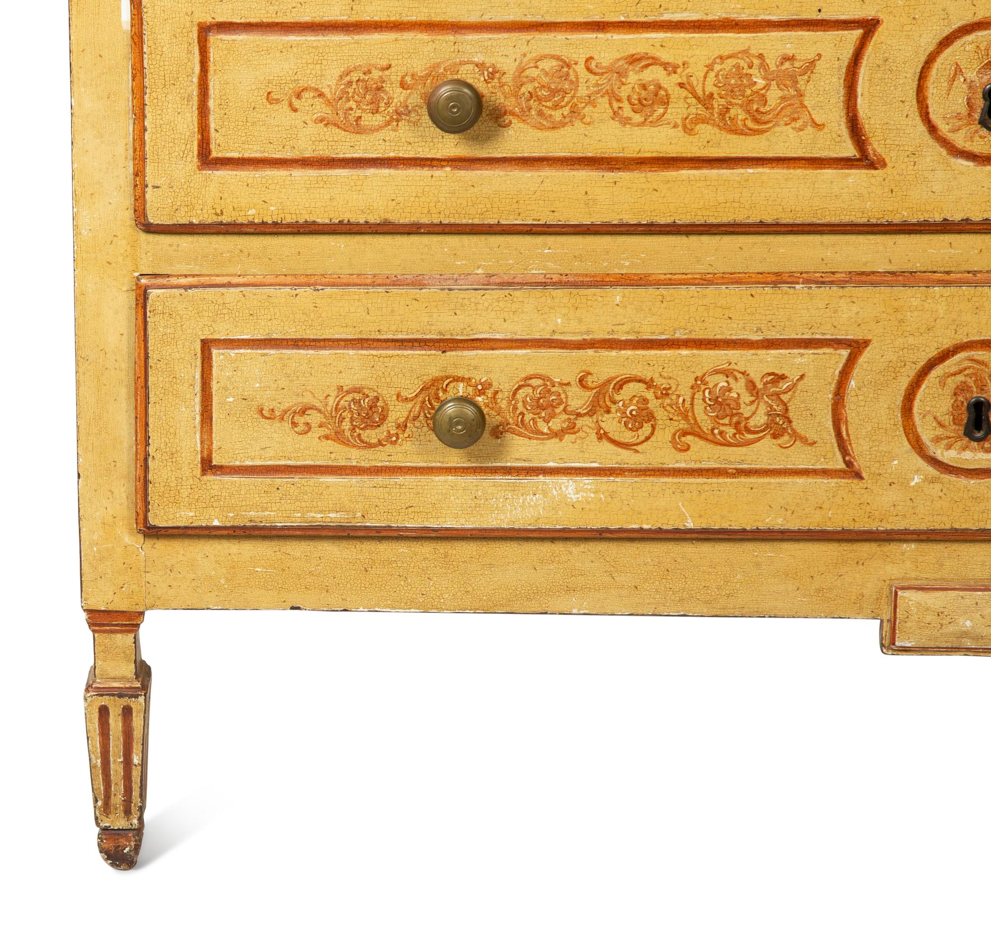 An Italian Painted Faux Marble Top Commode