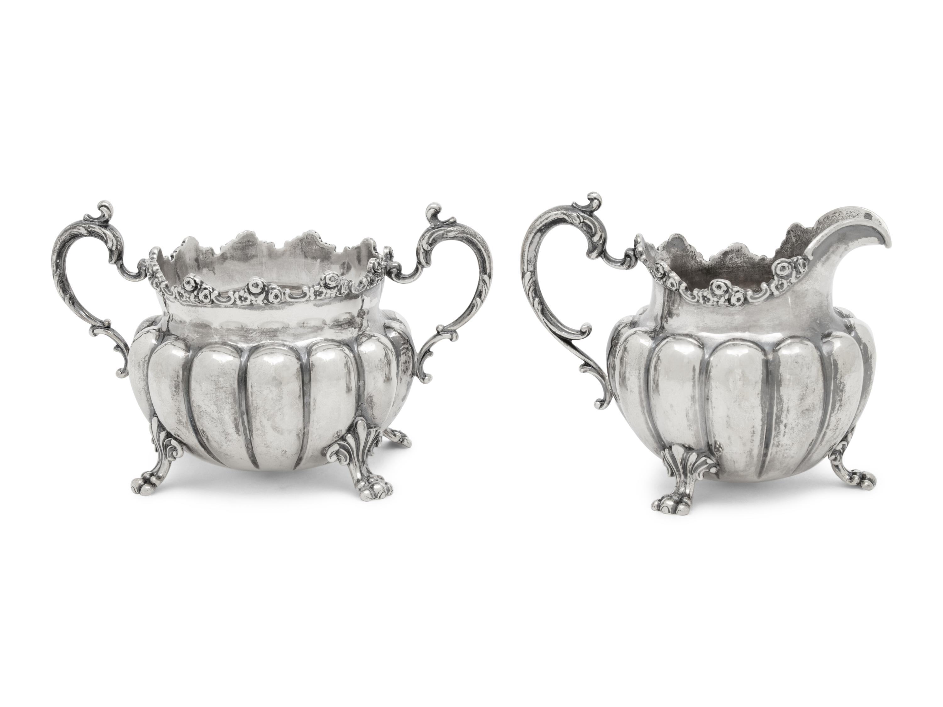 An American Silver Creamer and Sugar