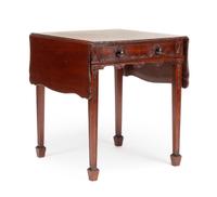 A George III Style Carved Mahogany Pembroke Table Height 27 1/2 x width 26 (closed) x depth 24 inches. — 19TH CENTURY