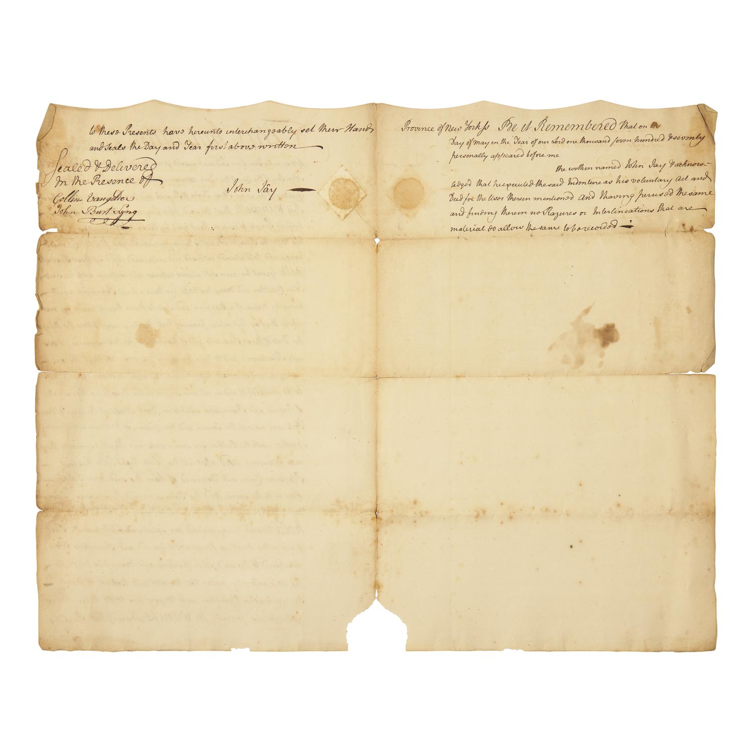 [Americana] Jay, John. Autograph Document, signed.