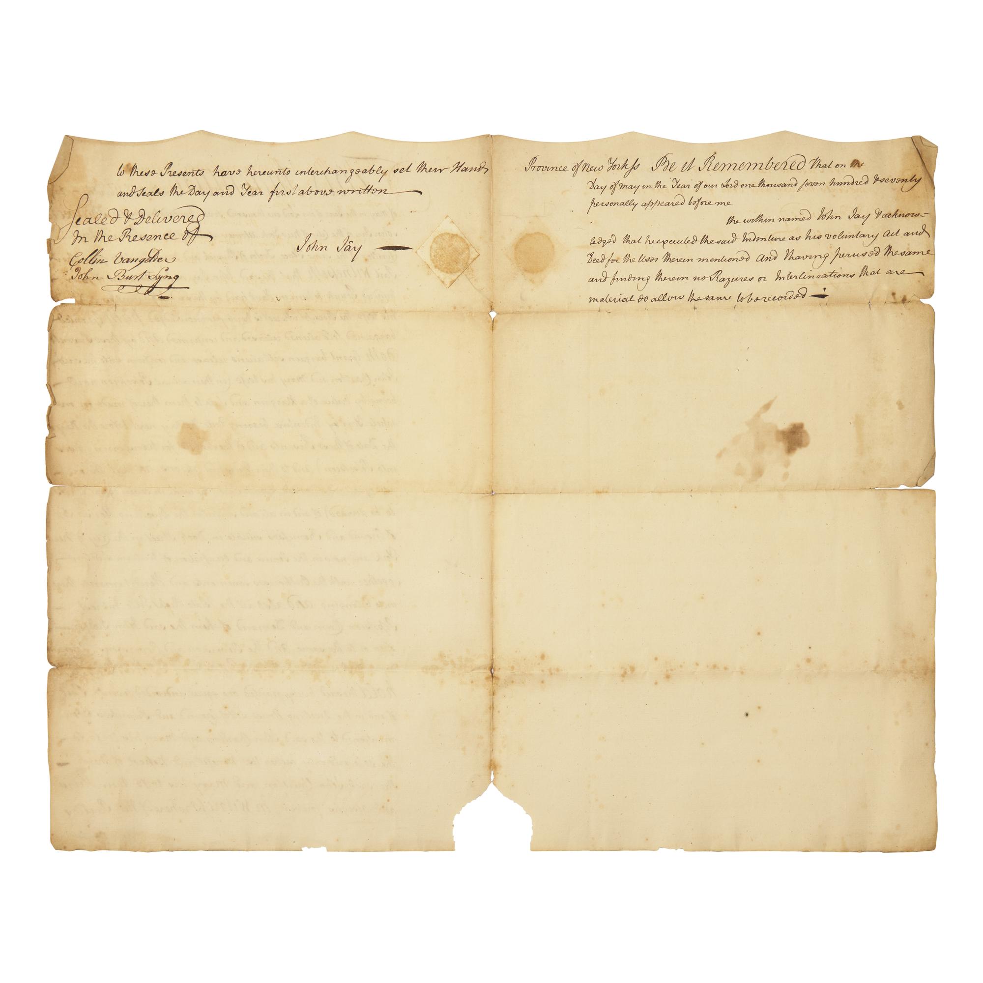 [Americana] Jay, John. Autograph Document, signed.