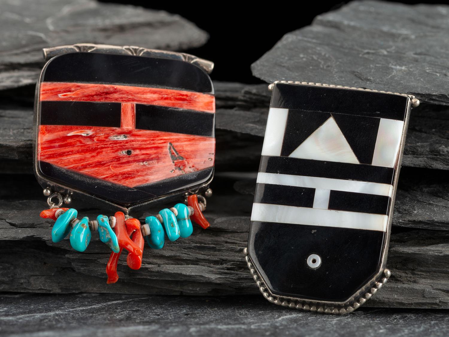 Pair of Mosaic Inlay Katsina Pins