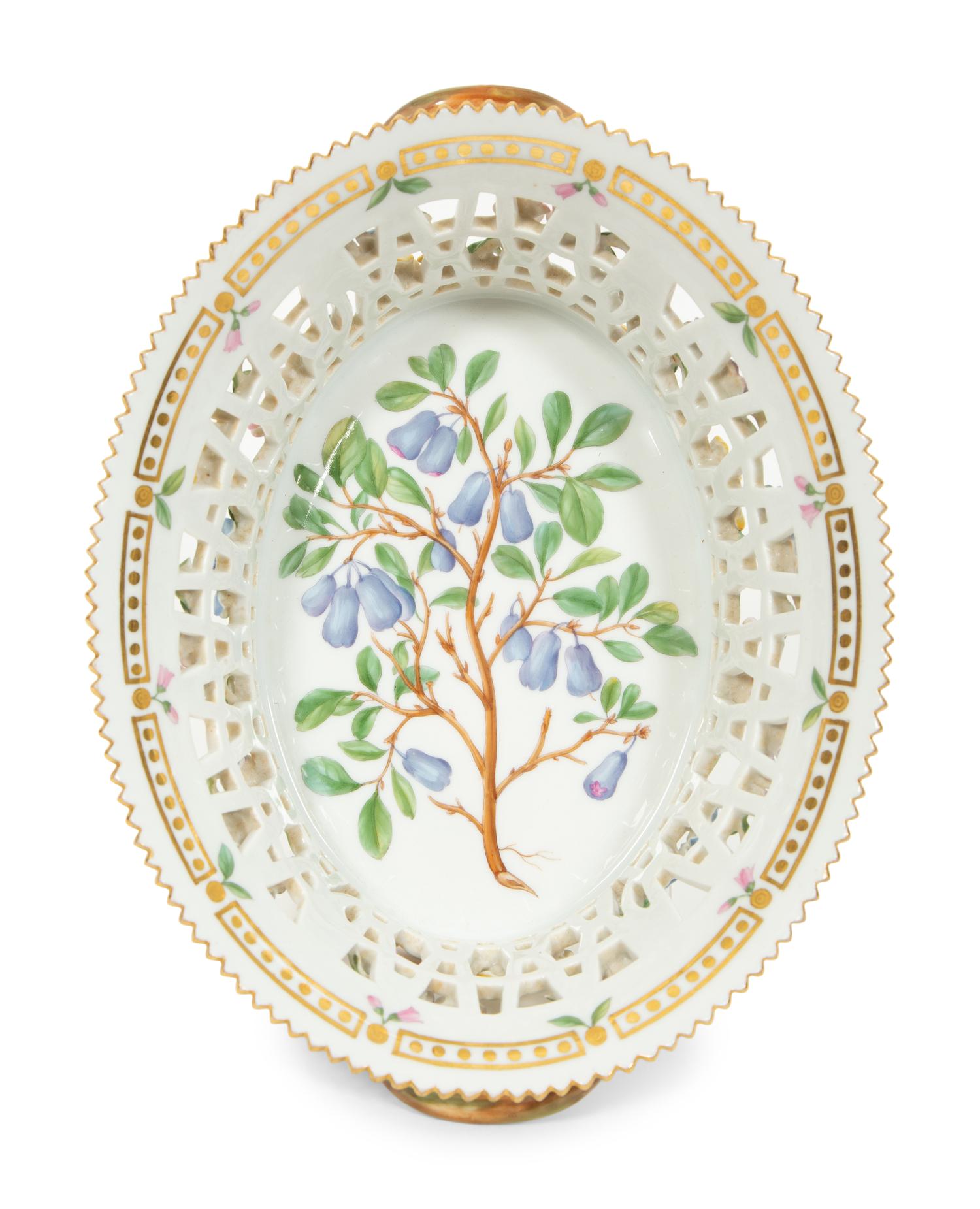 A Royal Copenhagen Flora Danica Reticulated Porcelain Fruit Basket