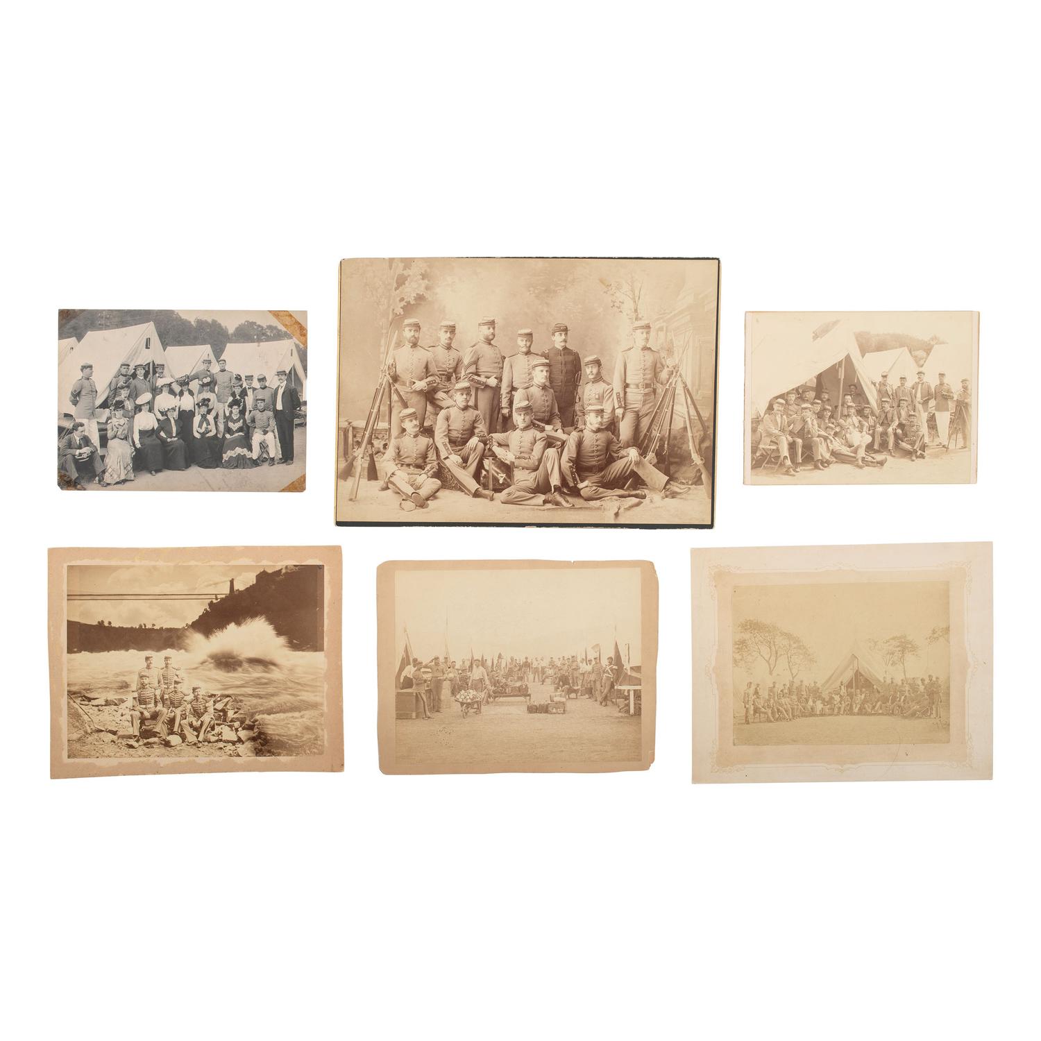 [Early Photography] Group of 23 Photographs of the 7th New York State Militia. Ca 1870s-1900s.