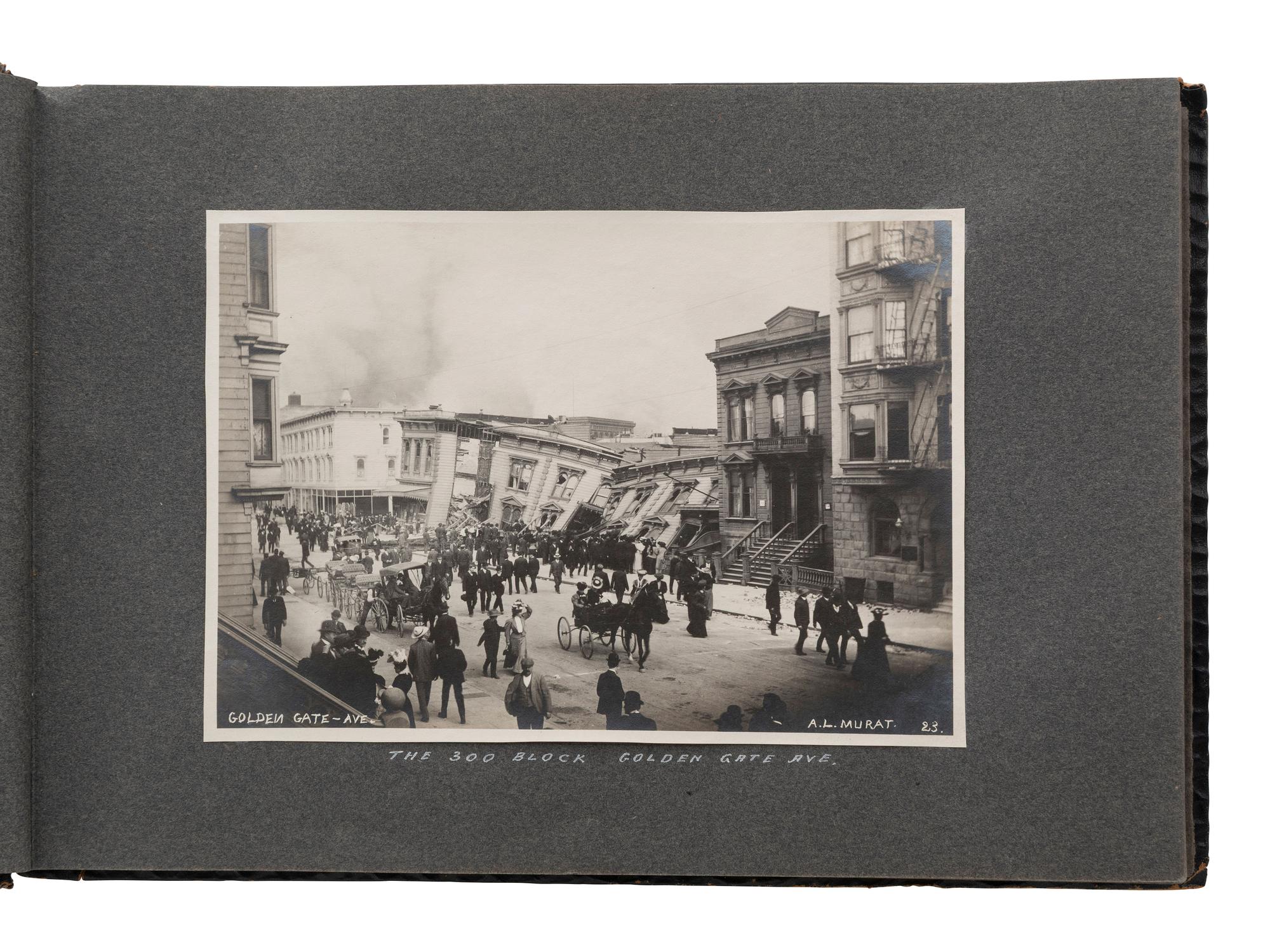 [EARLY PHOTOGRAPHY - CALIFORNIA]. Photo album documenting the San Francisco Earthquake of 1906.
