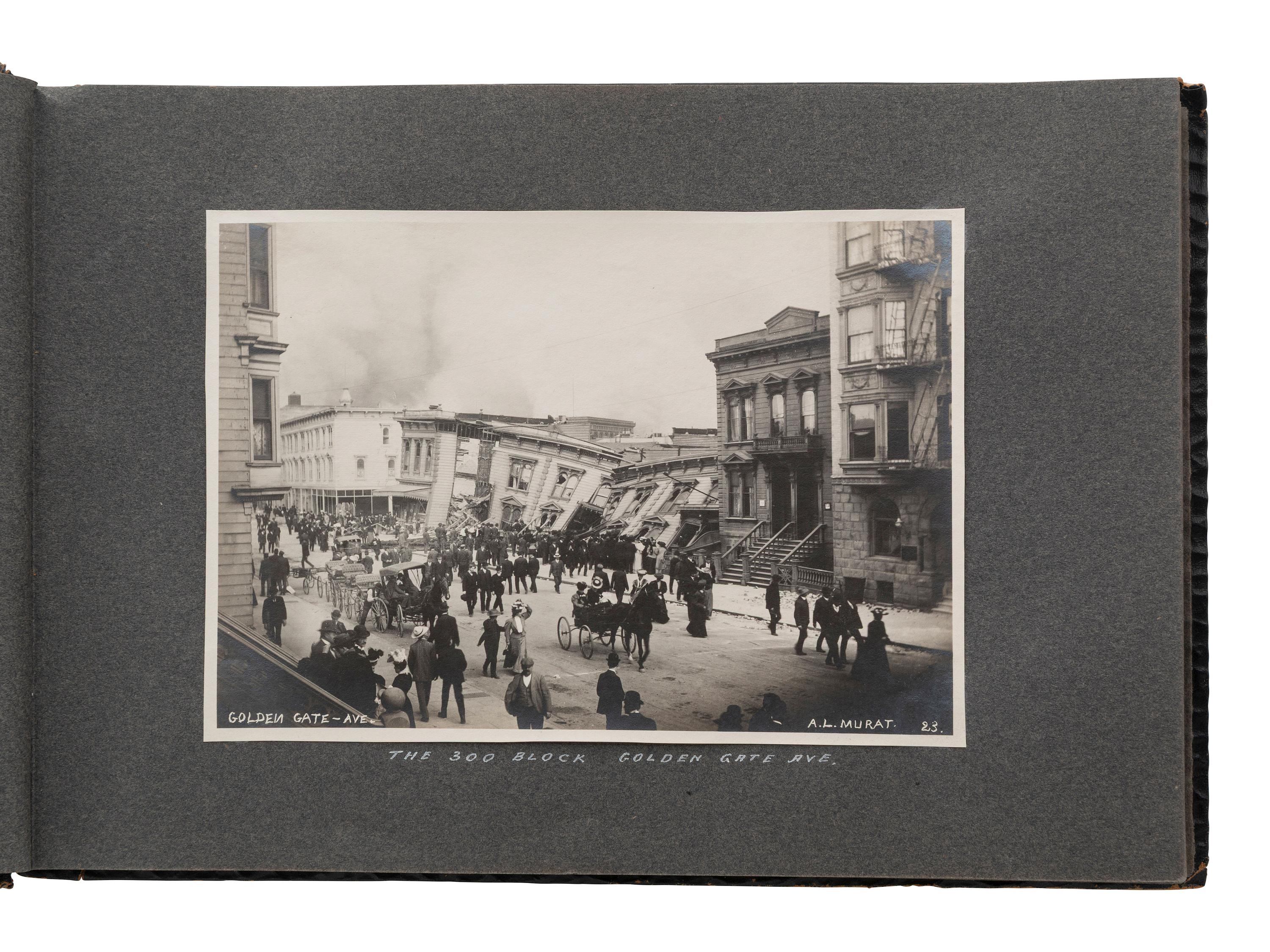 [EARLY PHOTOGRAPHY - CALIFORNIA]. Photo album documenting the San Francisco Earthquake of 1906.