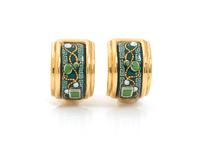 An Hermes Pair of Green Cloisonne Enamel Earclips,
