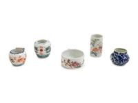 Five Chinese Porcelain Bird Feeders