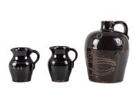 Three Pieces of Ohio Scrafitto-Inscribed Albany Slip Stoneware