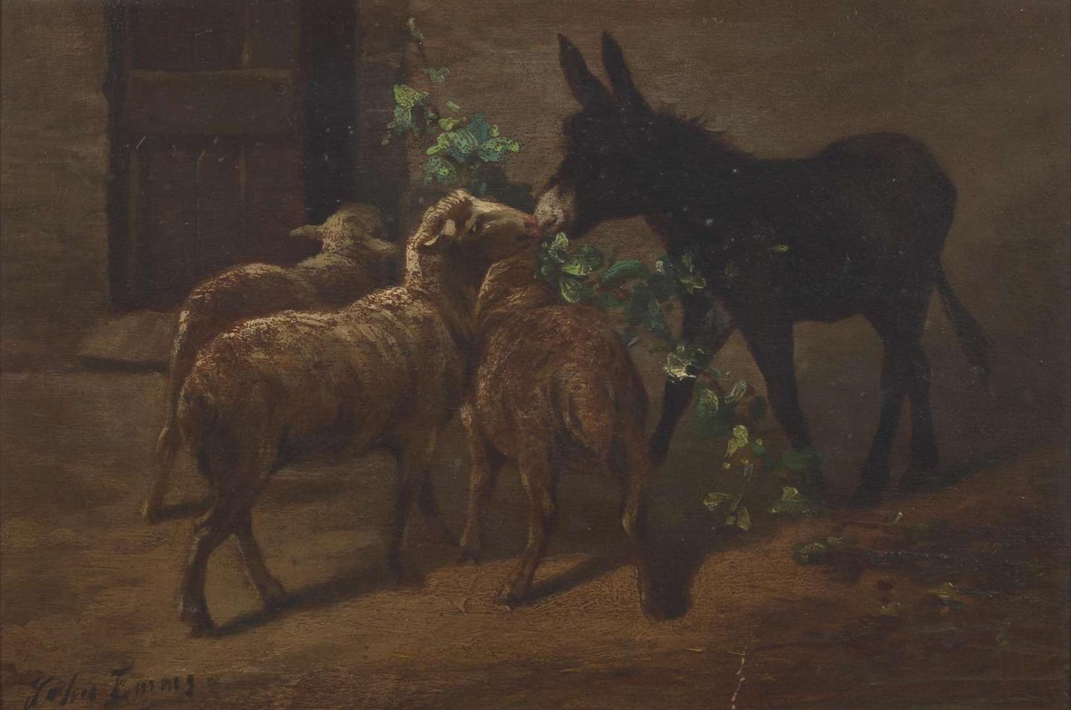 John Emms (British, 1844-1912) - Feeding Time