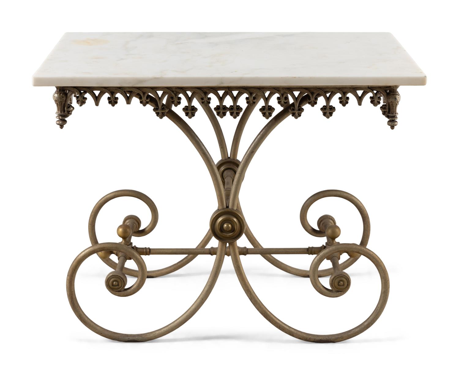 A French Steel and Marble Pastry Table