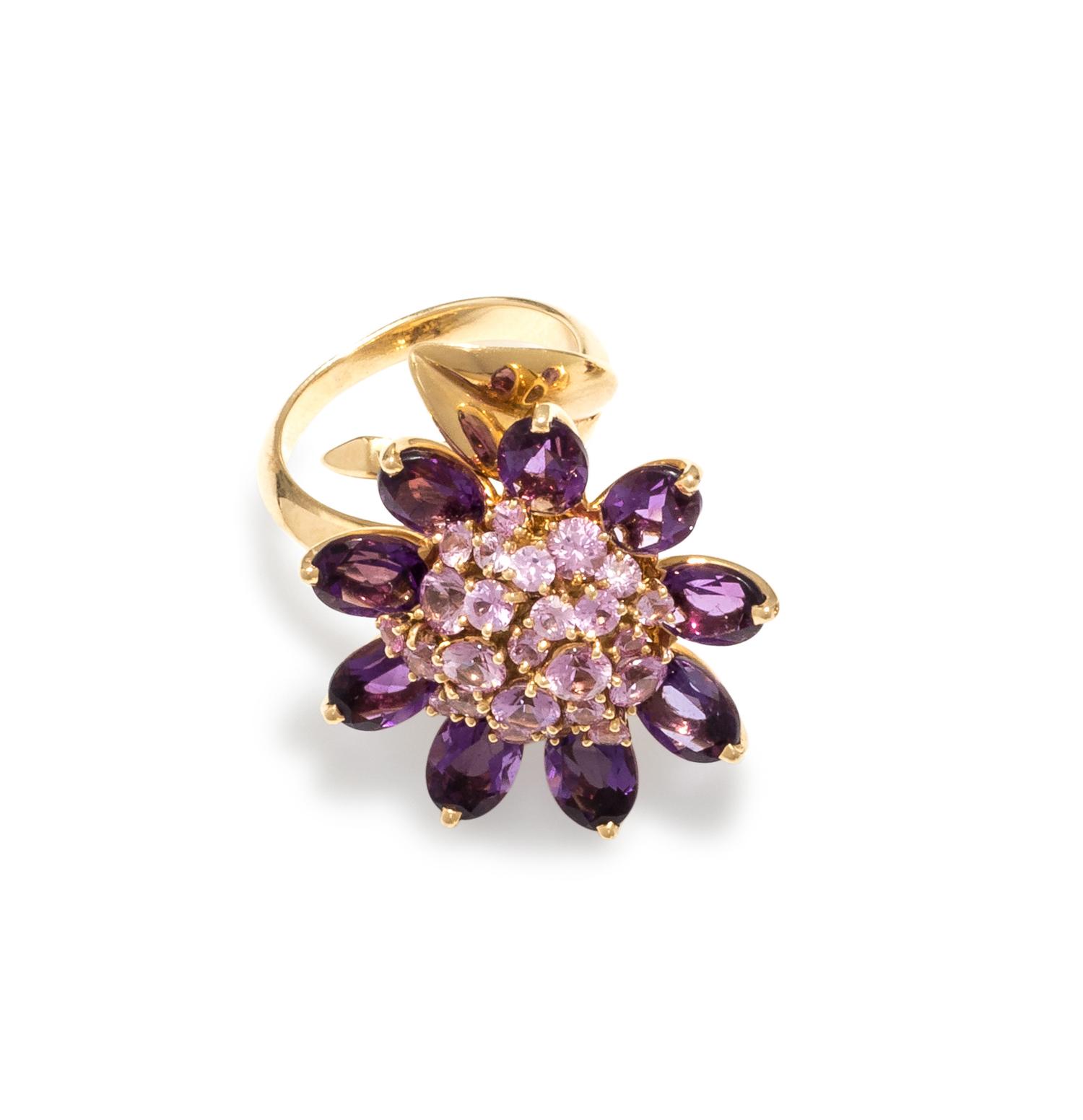 VAN CLEEF & ARPELS, AMETHYST AND PINK SAPPHIRE 'HAWAII' CONVERTIBLE SET