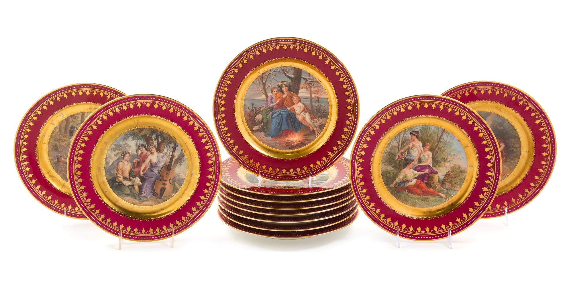 A Set of Twelve Vienna Porcelain Service Plates Diameter 10 1/4 inches. — LATE 19TH CENTURY