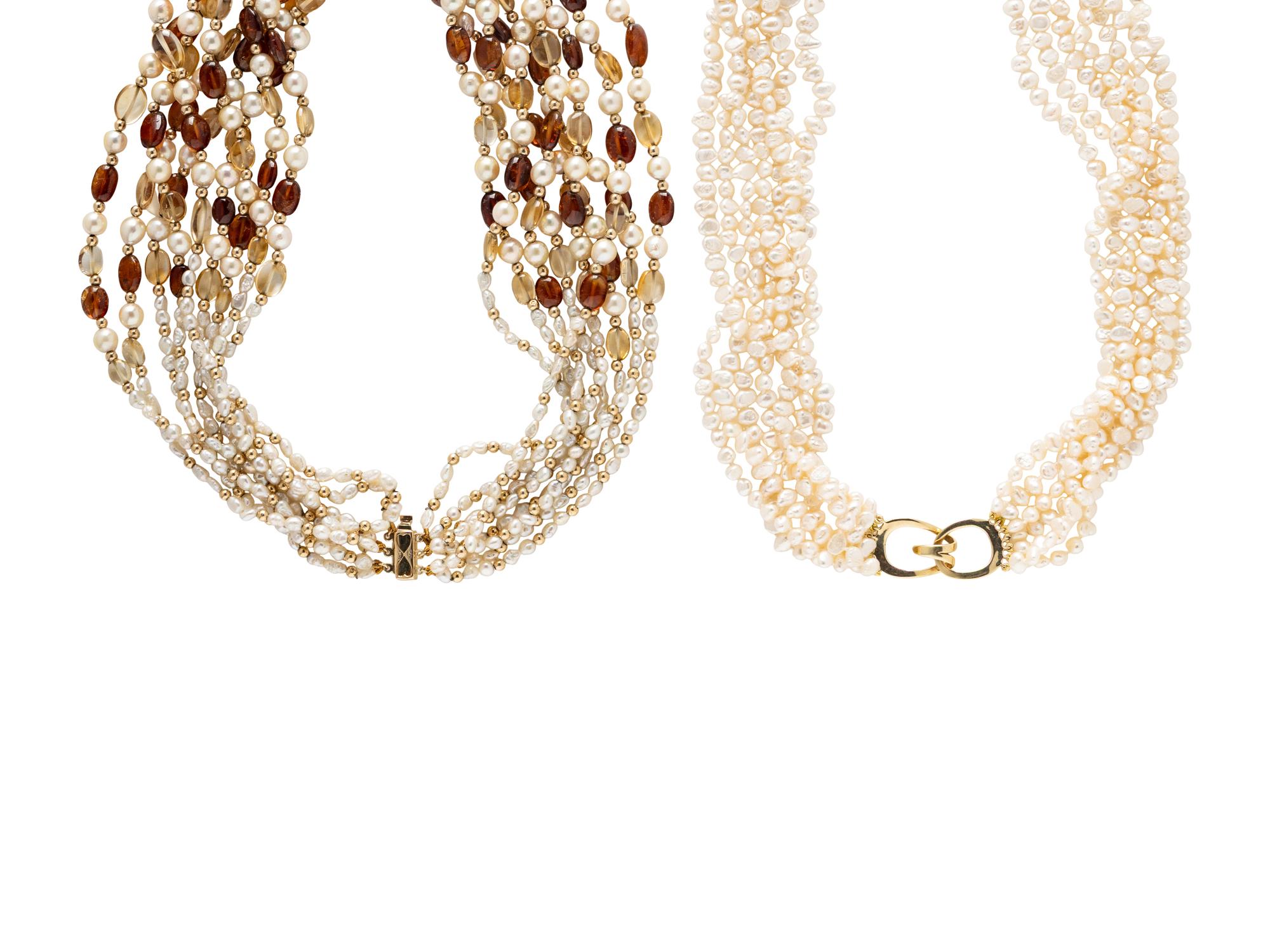 TWO KESHI PEARL NECKLACES