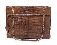 A Chanel Brown Alligator Tote Handbag, 14.5" x 11" x 4".