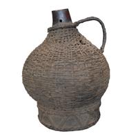 A Wood and Wicker Gourd Calabash 10" W x 10" D x 13" H — West Africa, 20th Century