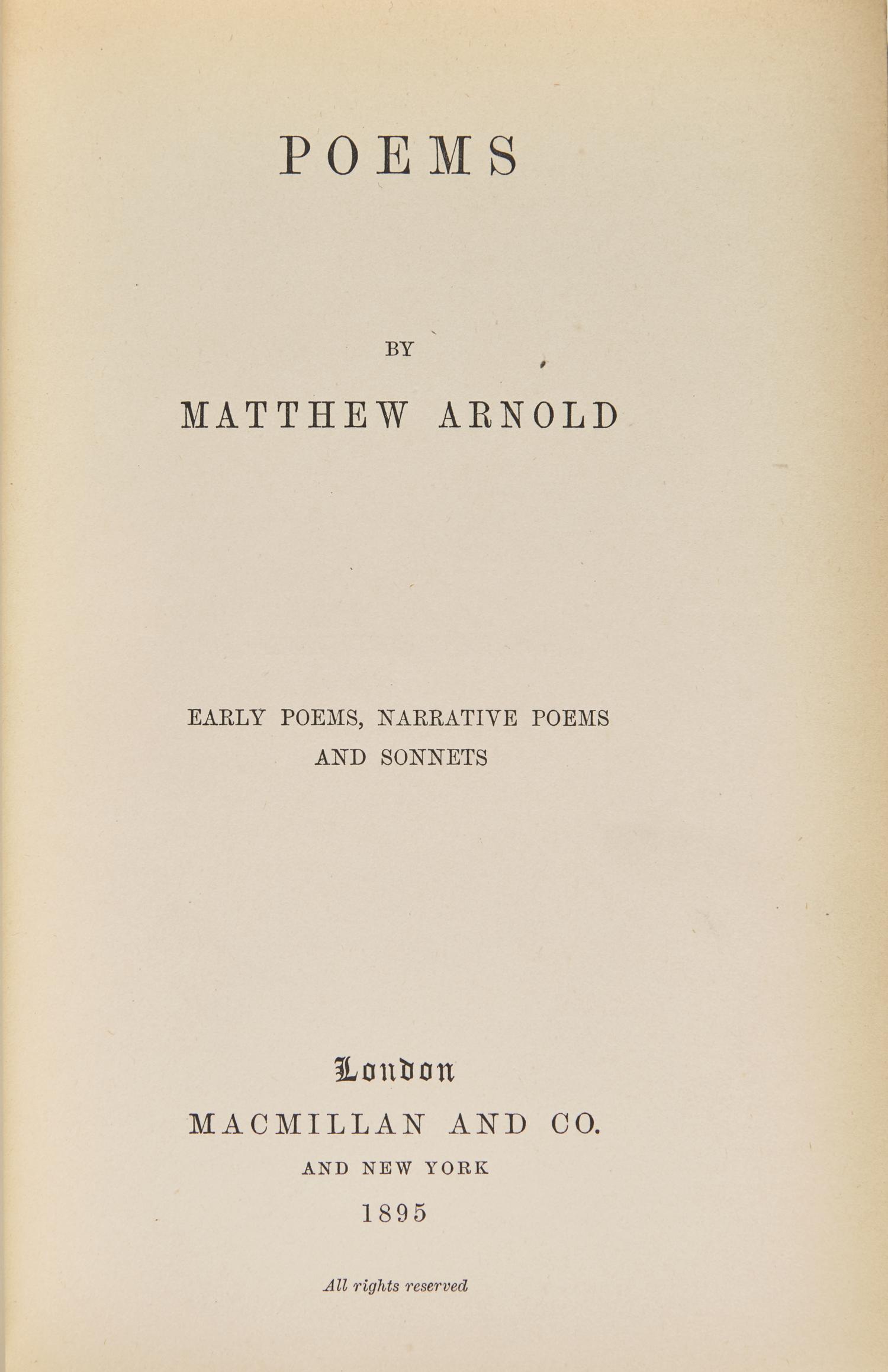 [Fine Bindings] [The Doves Bindery] Arnold, Matthew. Poems