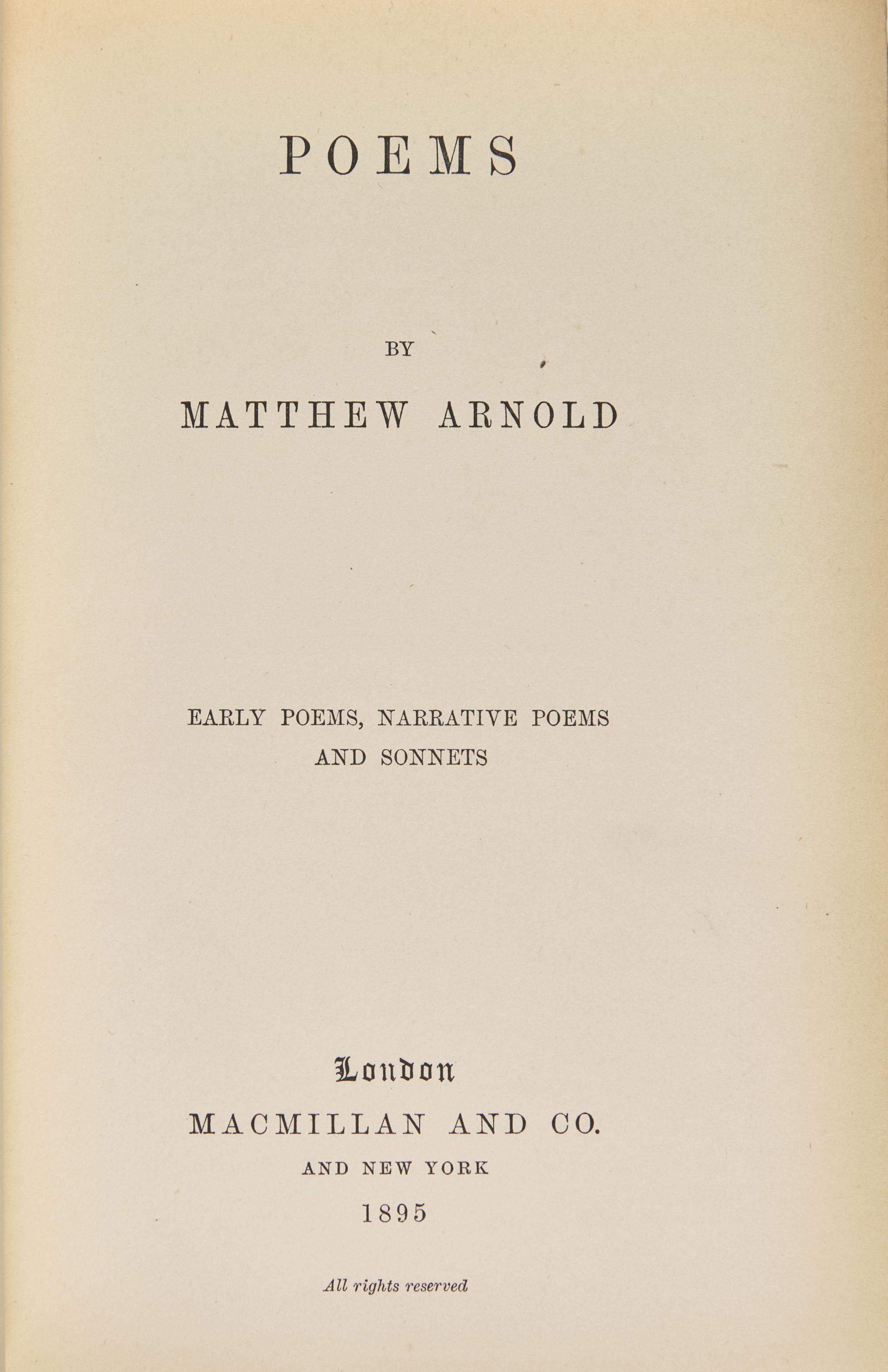 [Fine Bindings] [The Doves Bindery] Arnold, Matthew. Poems