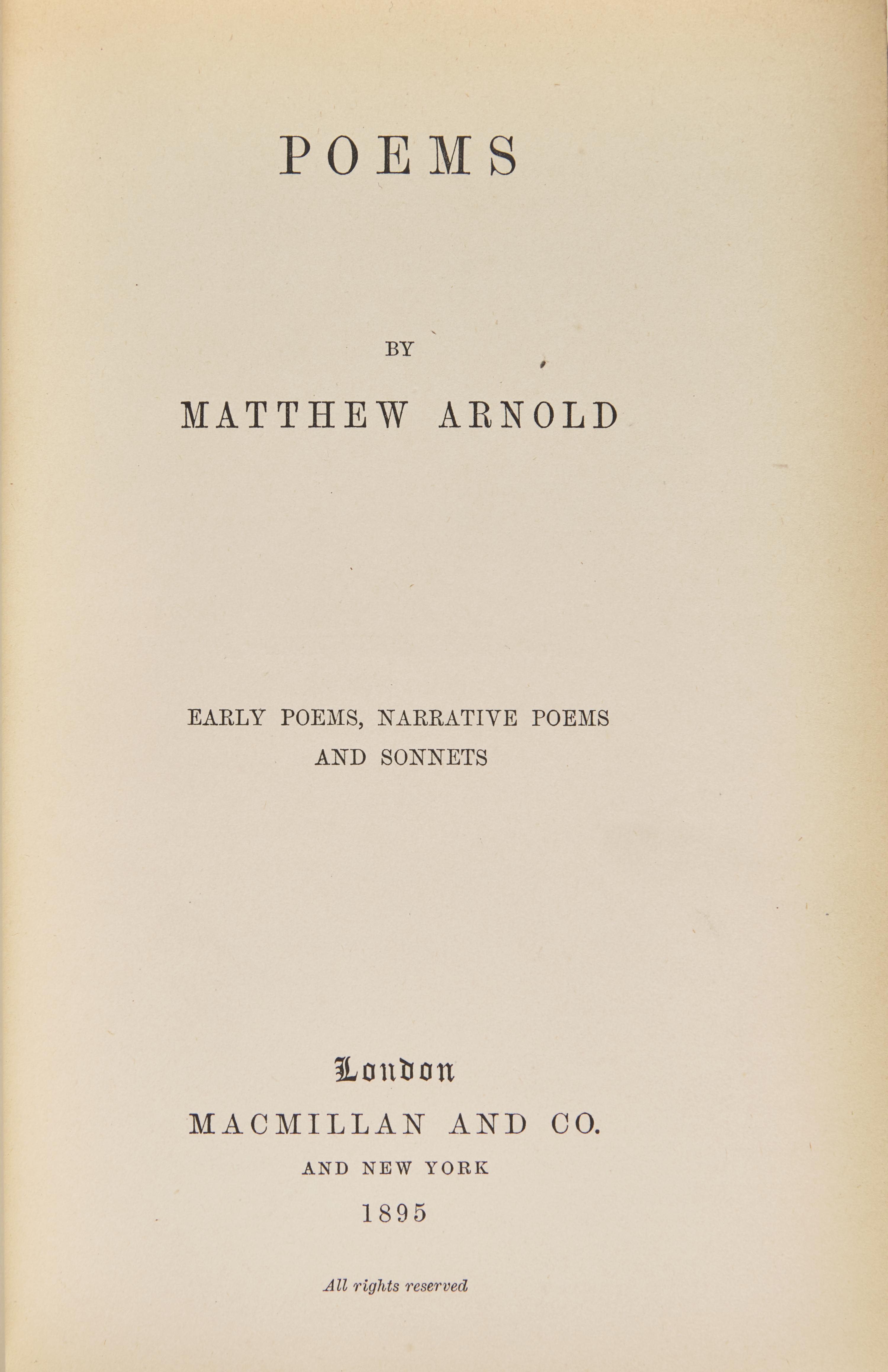 [Fine Bindings] [The Doves Bindery] Arnold, Matthew. Poems