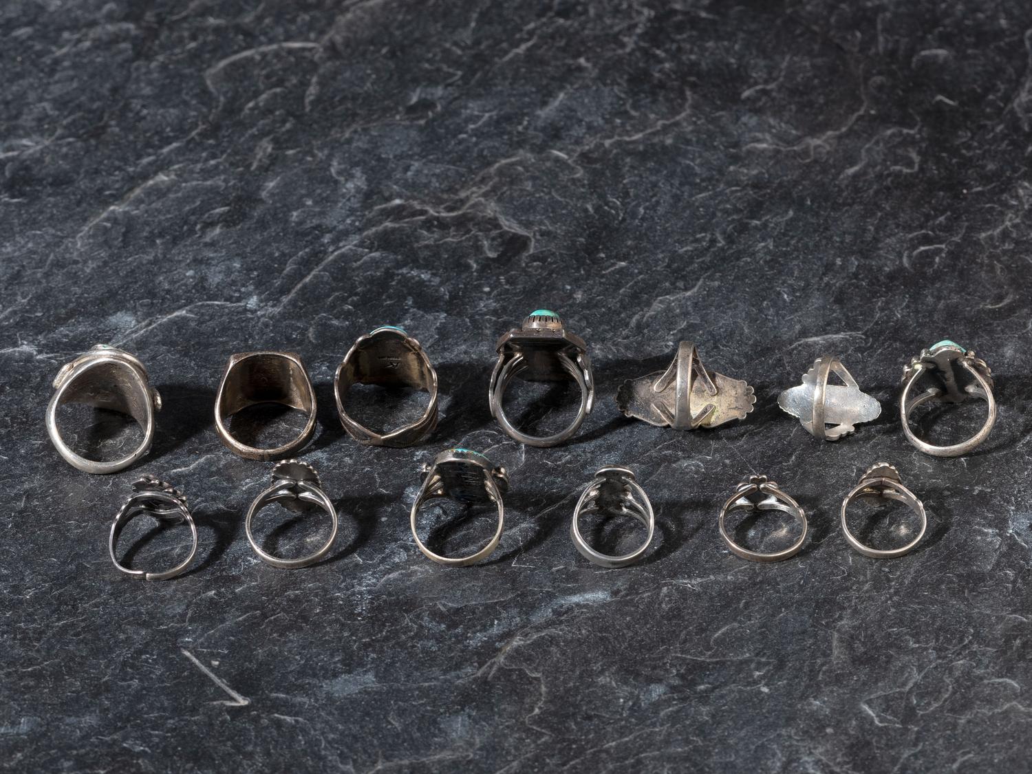 An Assortment of Navajo and Zuni Silver Rings
