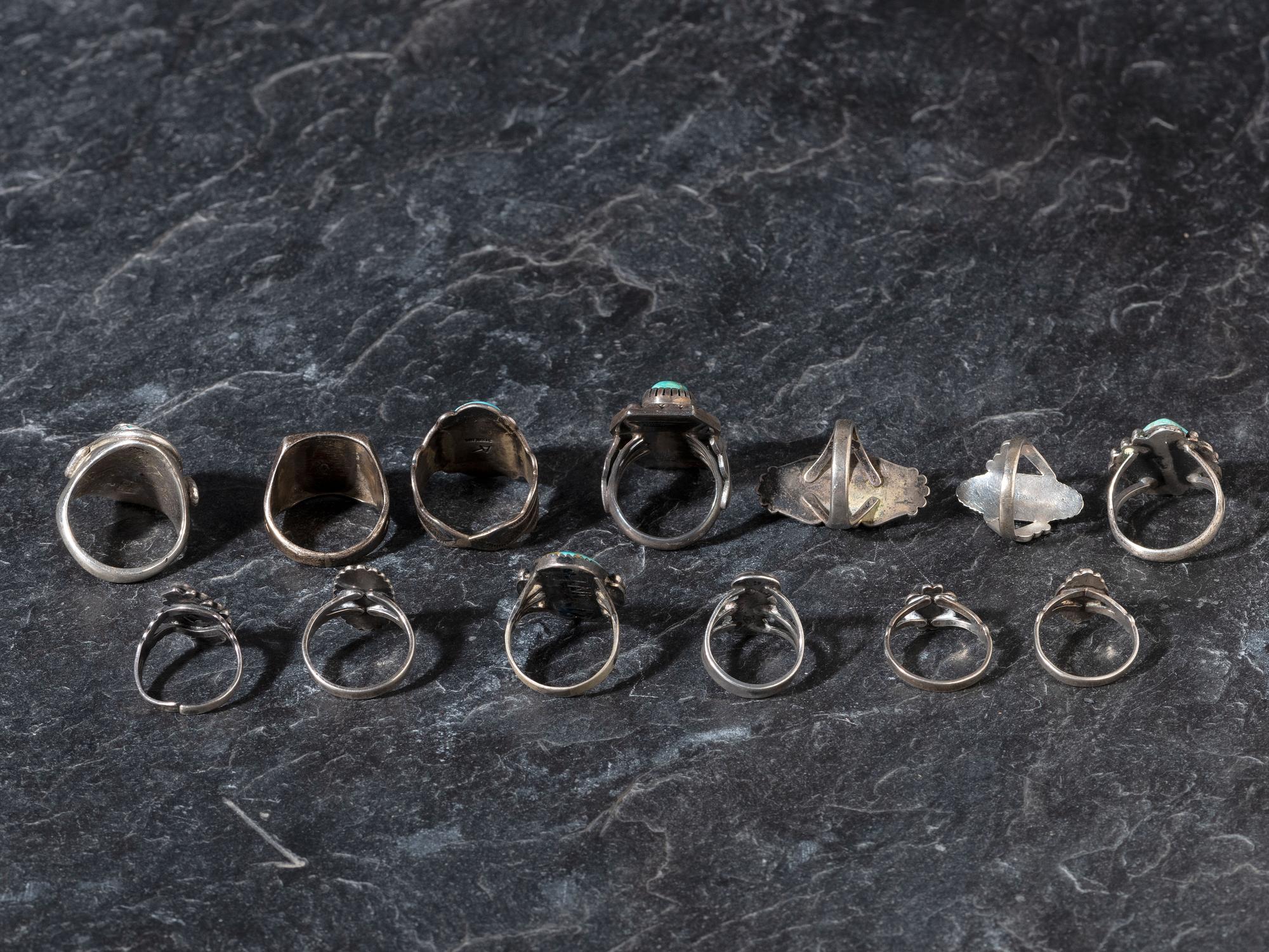 An Assortment of Navajo and Zuni Silver Rings