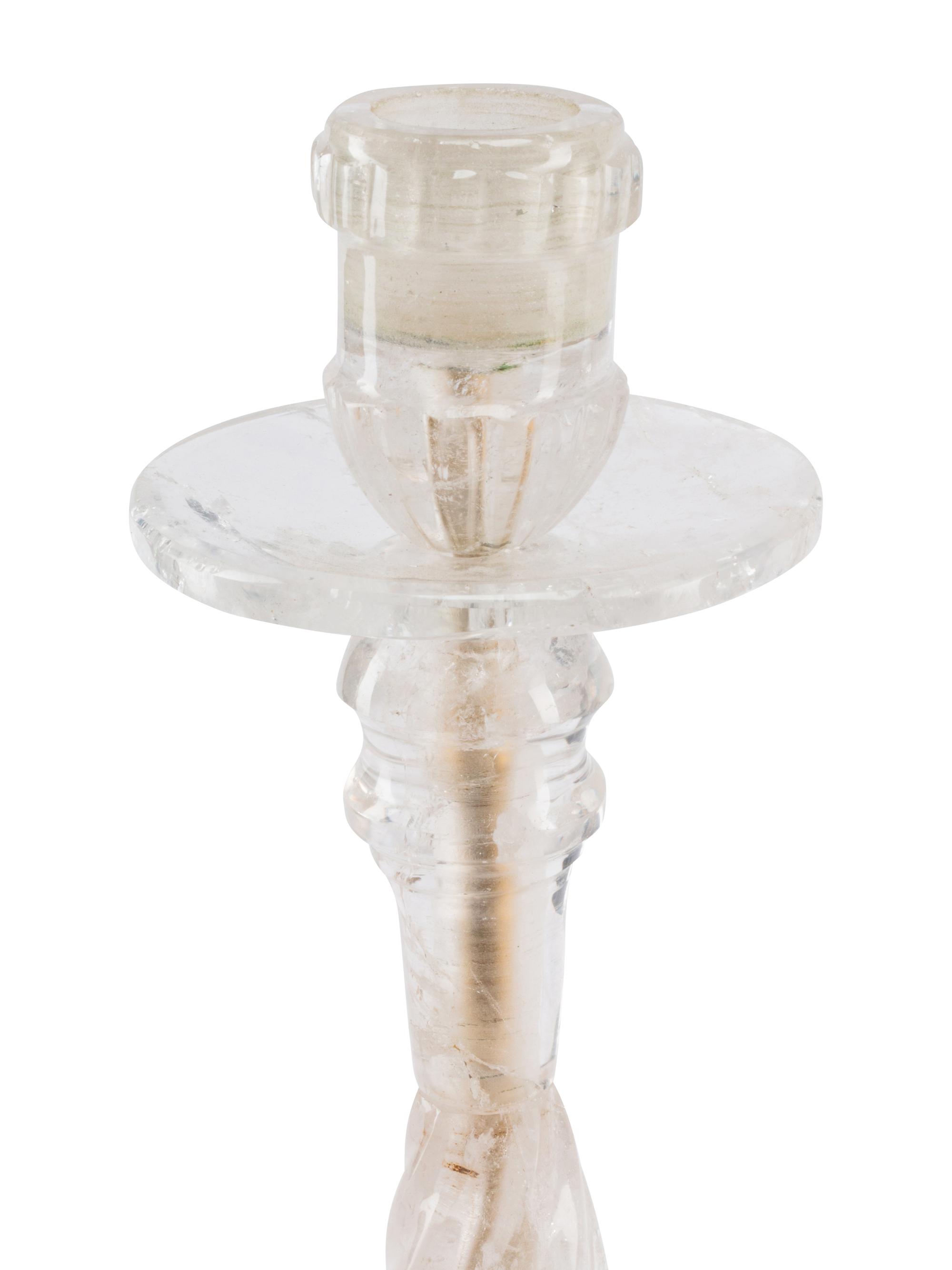 A Pair of Rock Crystal Candlesticks
