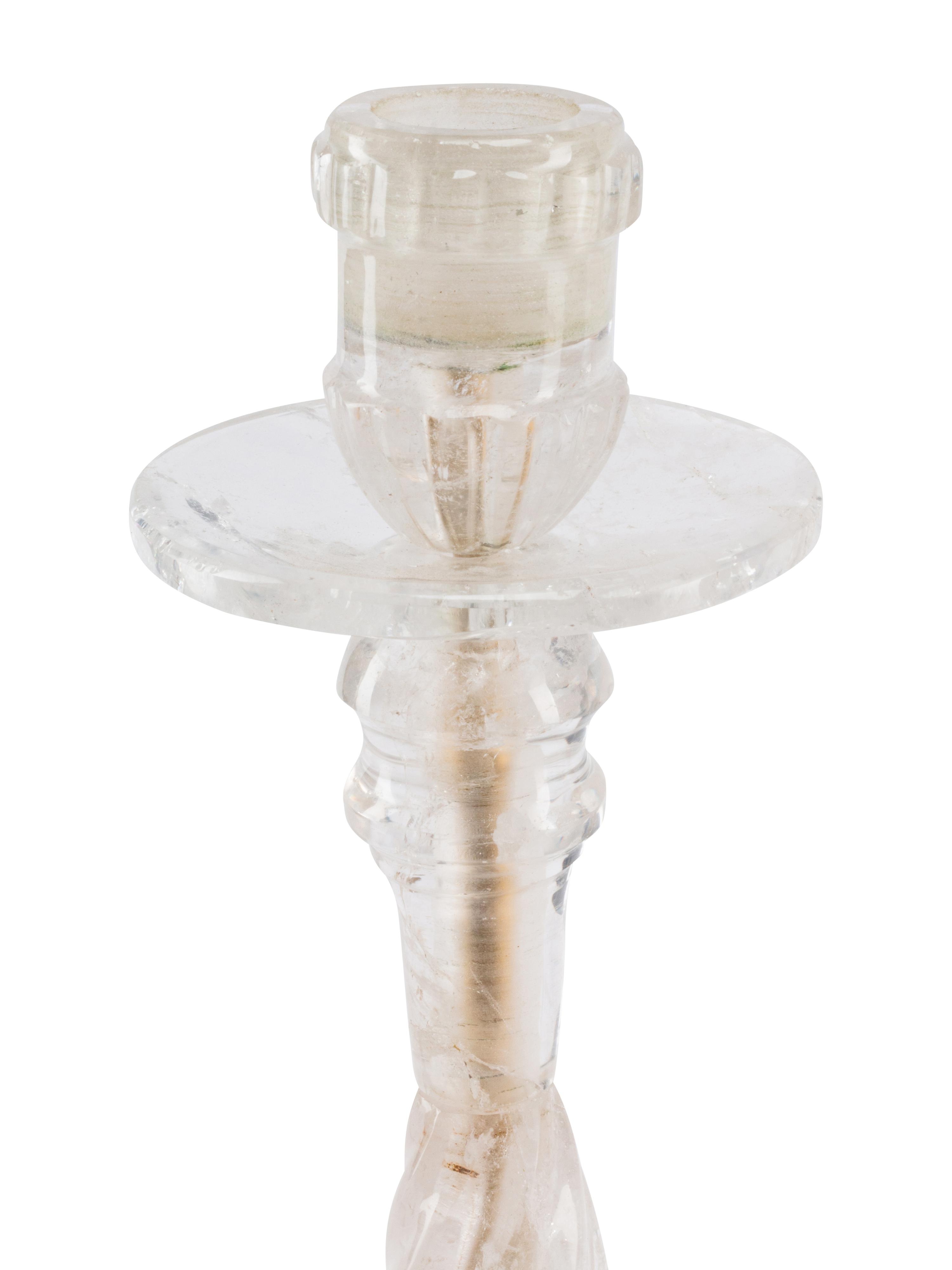 A Pair of Rock Crystal Candlesticks