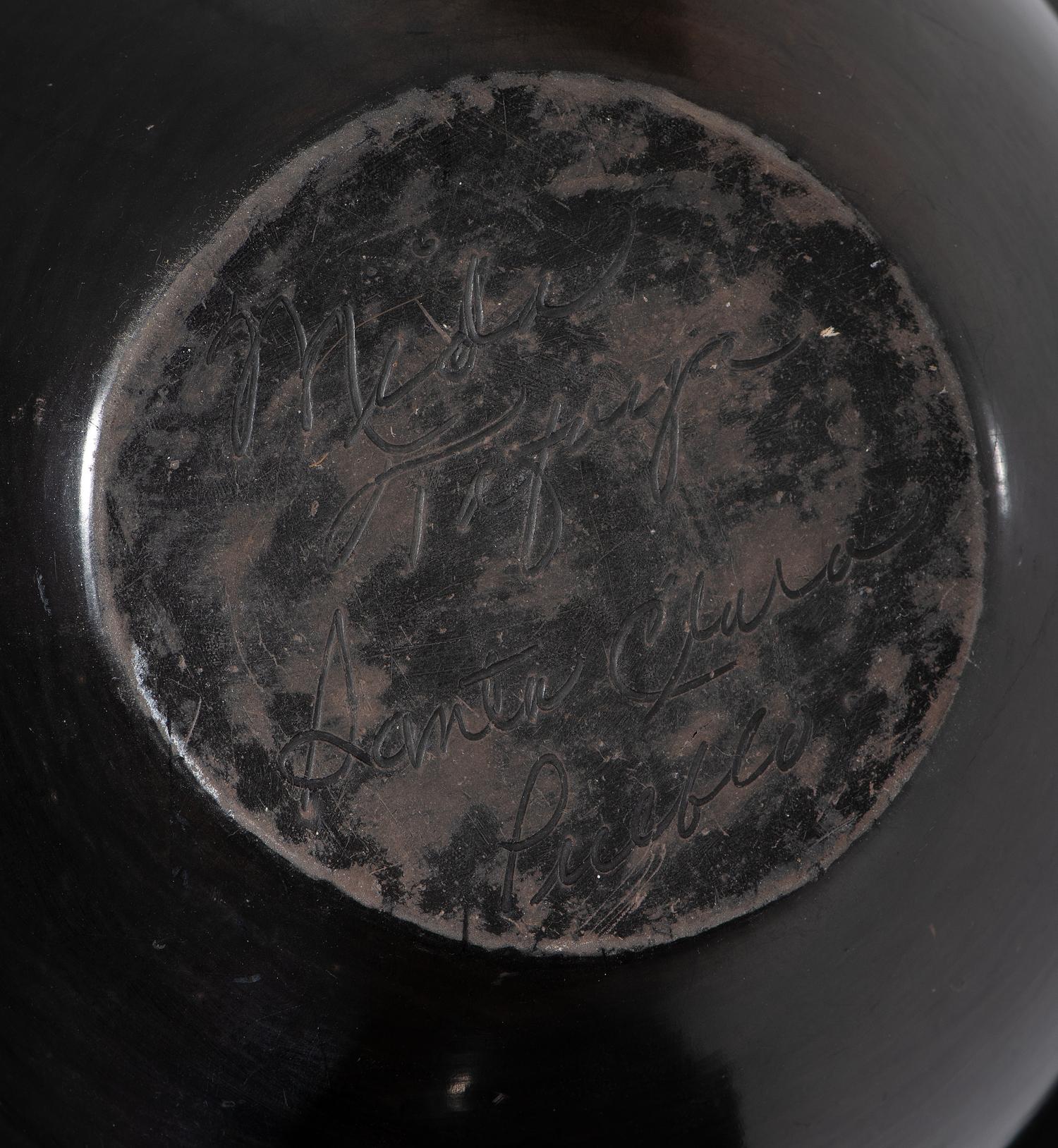 Pair of Carved Blackware Pottery Vases