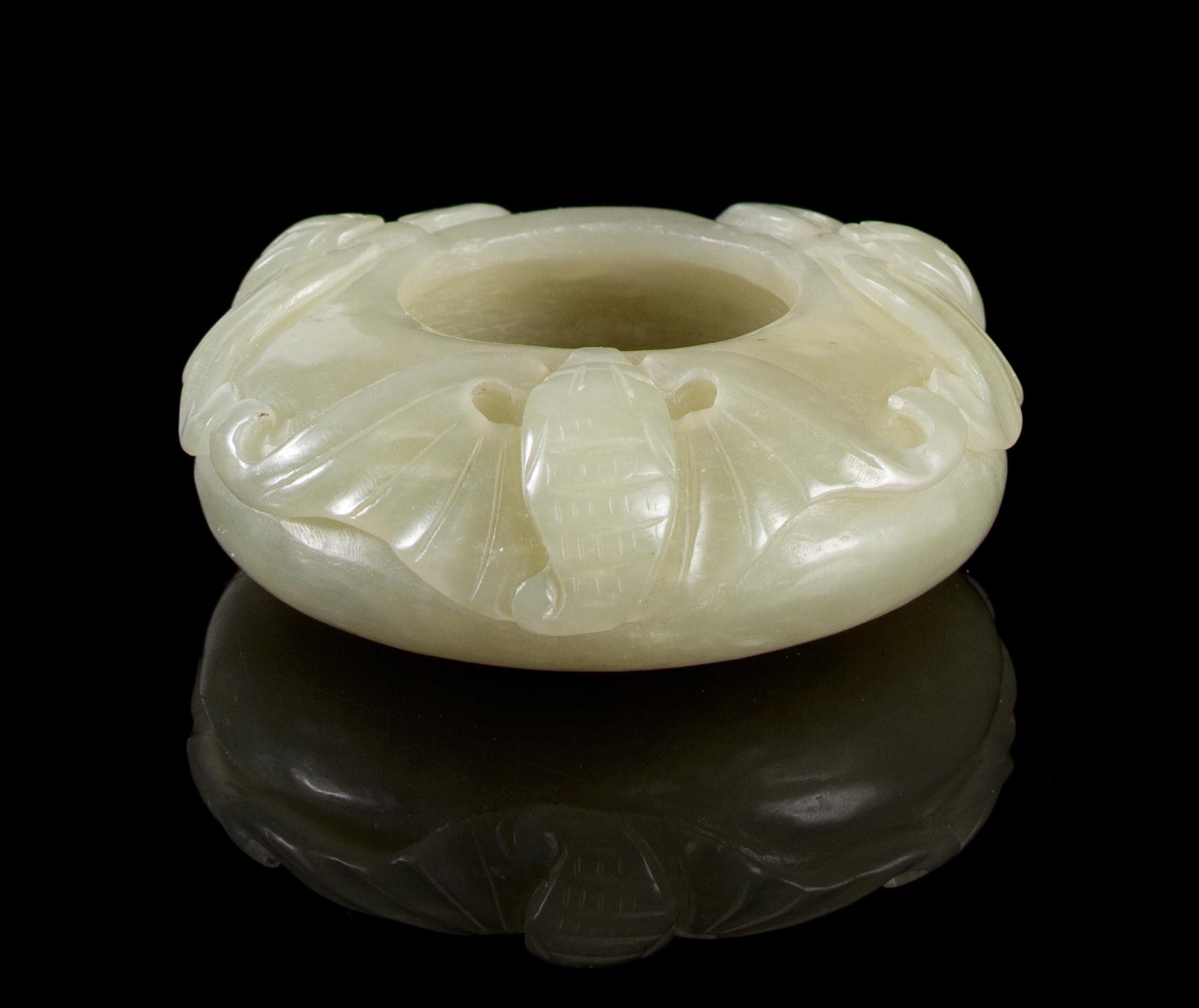 A Celadon Jade Water Pot Diameter 2 inches.