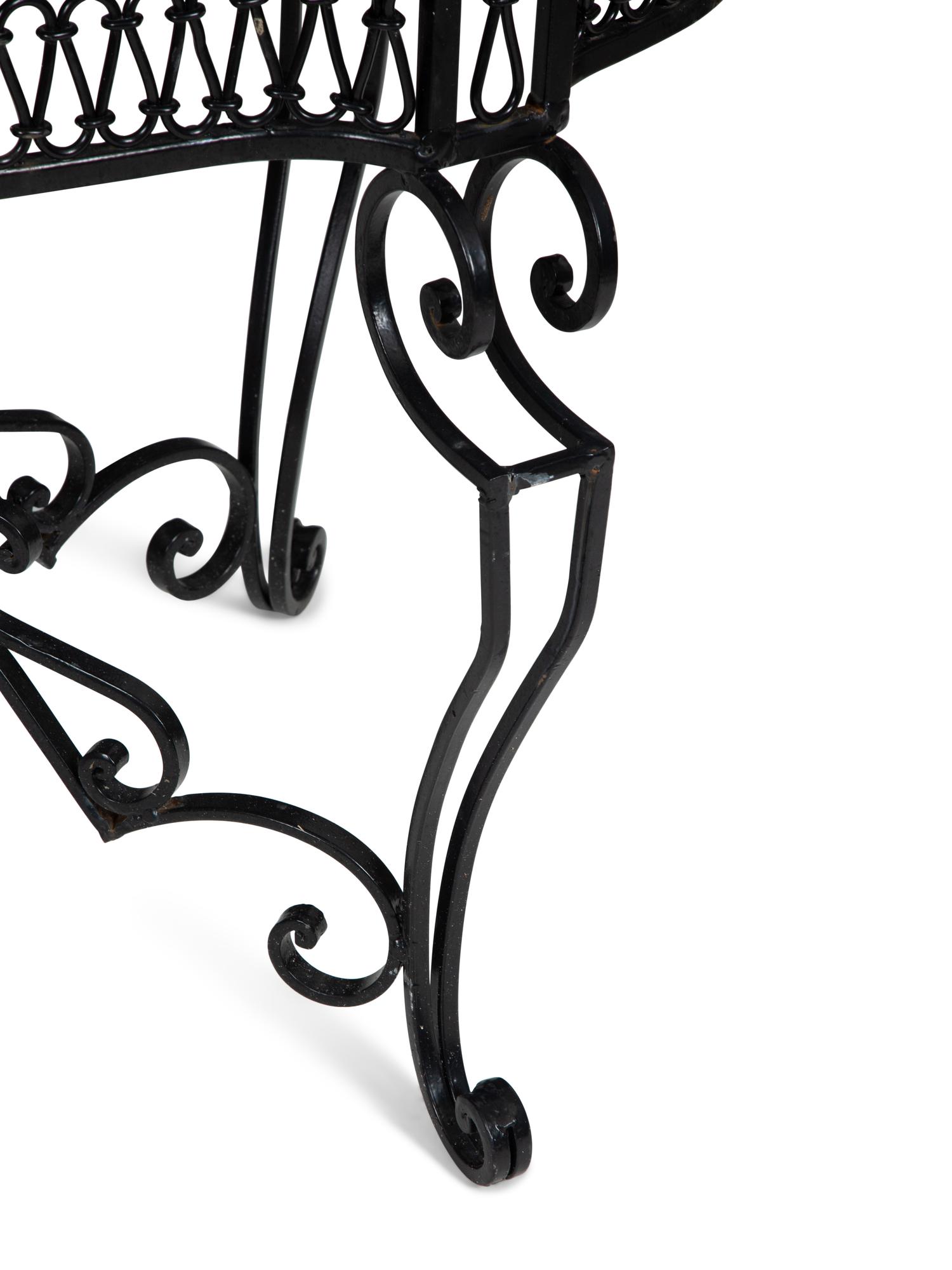 A Wrought Iron Marble-Top Side Table