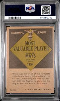 A 1961 Topps Willie Mays MVP Baseball Card No. 482 (PSA 7 NM)