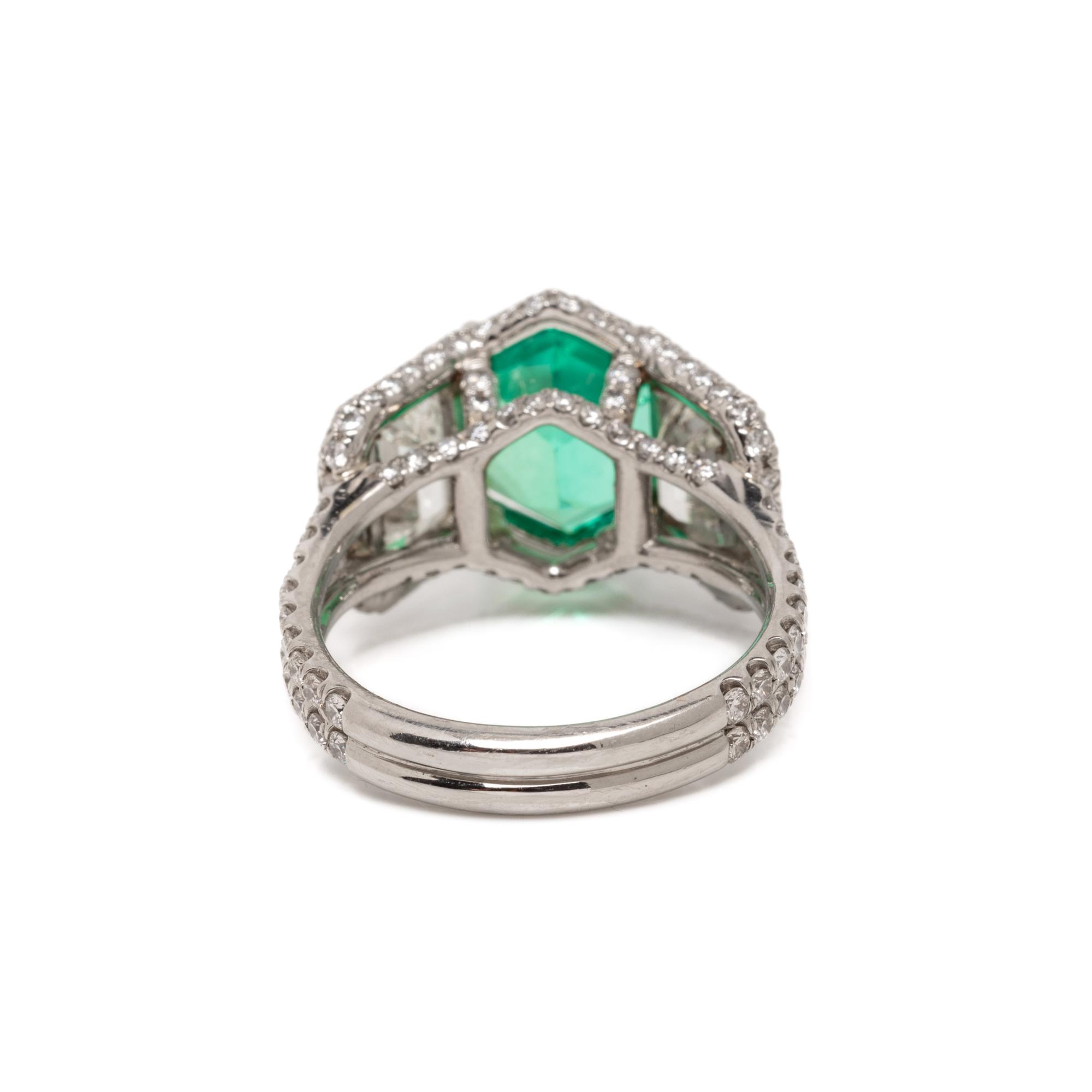 COLOMBIAN EMERALD AND DIAMOND RING